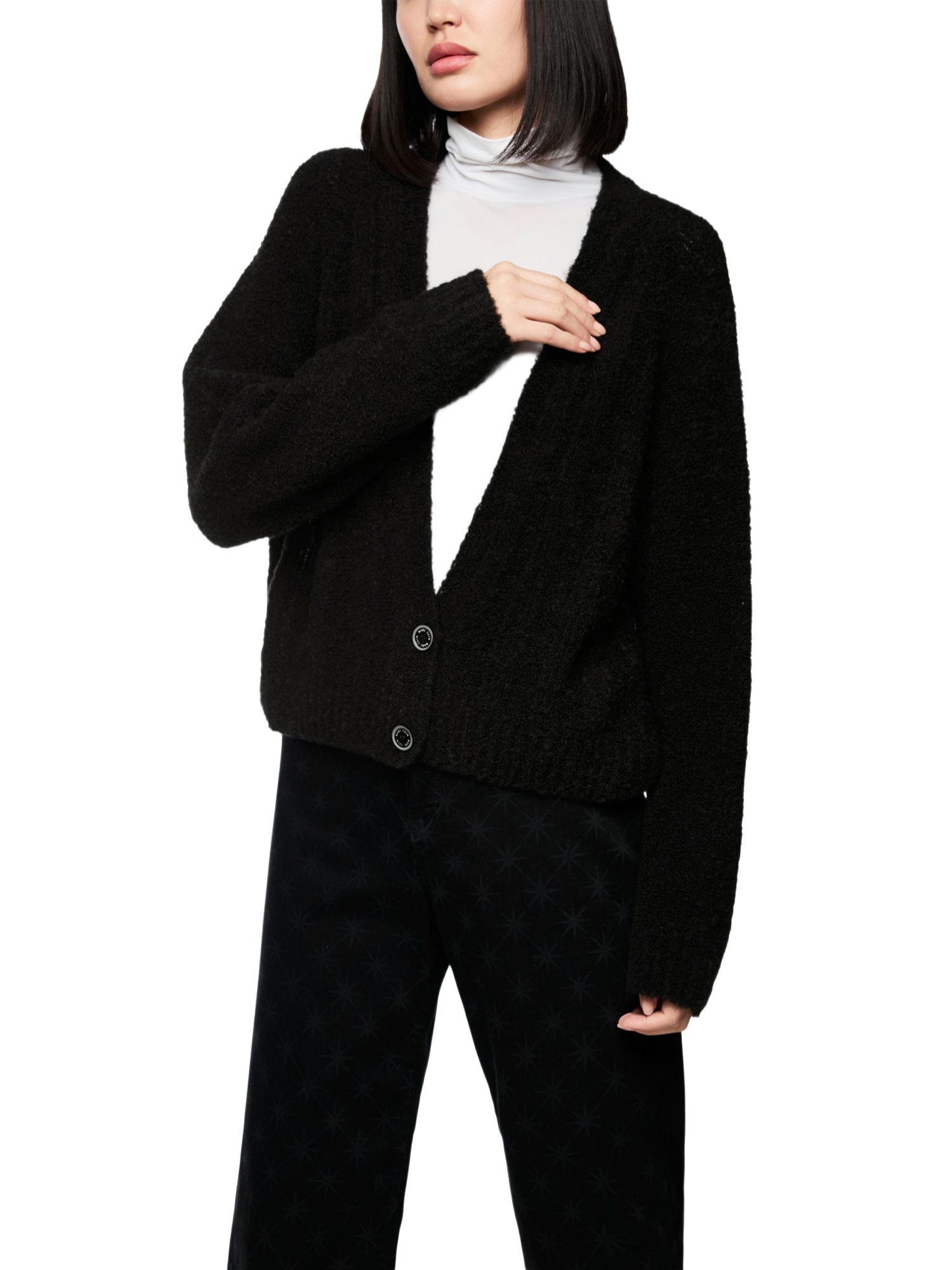 Marc Cain Kurzweste schwarz,Casual,Polyacryl,Unifarben,V-Ausschnitt,Lang,Regular Fit