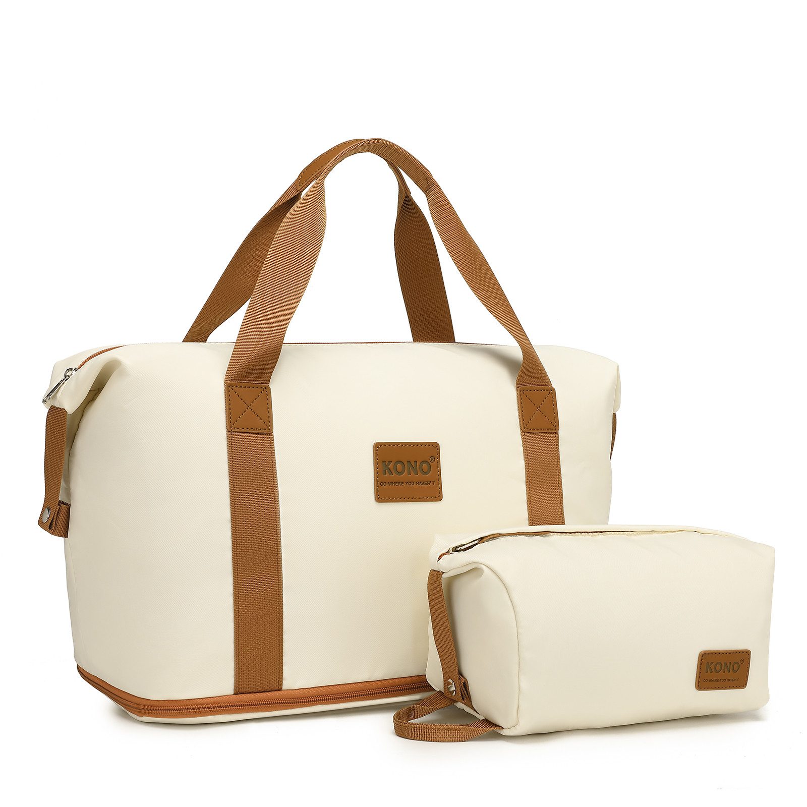 KONO Reisetasche 2-in-1 Set: Erweiterbare Handgepäck-Tasche (36L) + Kosmetiktasche, Praktisches und leichtes Design