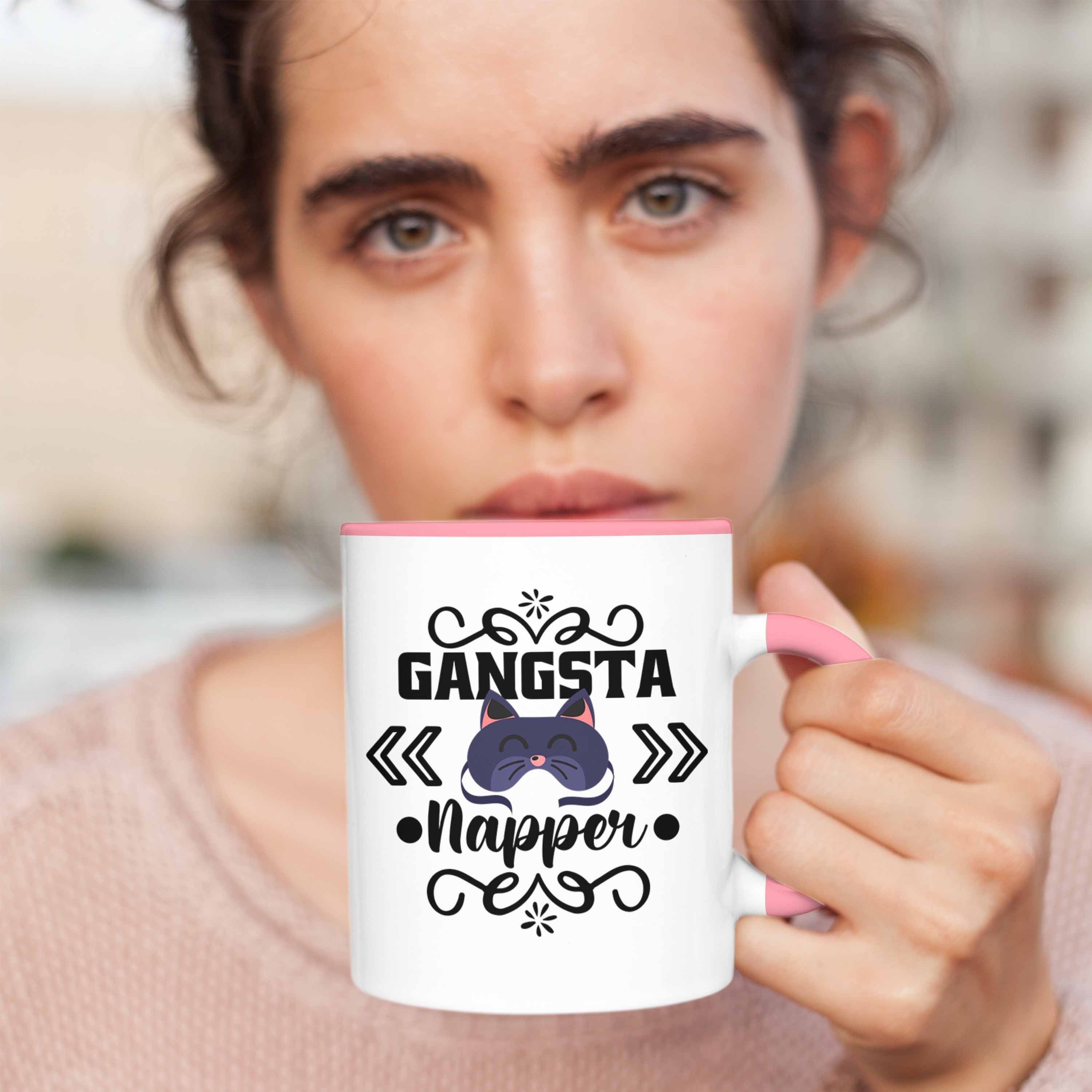 Frauen Rosa - Katze Nap Lustige Trendation Gangsta Tasse Mädchen Trendation Napper Tasse Geschenkidee Geschenk