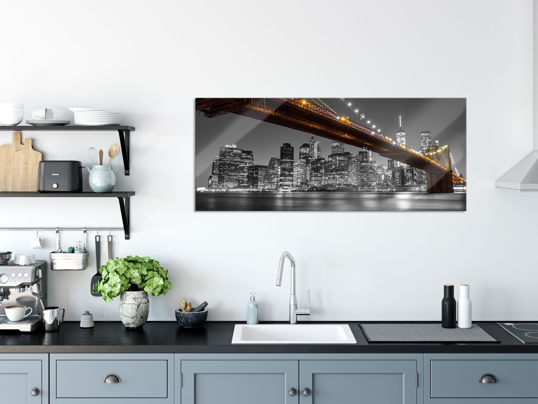 Pixxprint Glasbild Skyline von Manhattan, Skyline günstig online kaufen