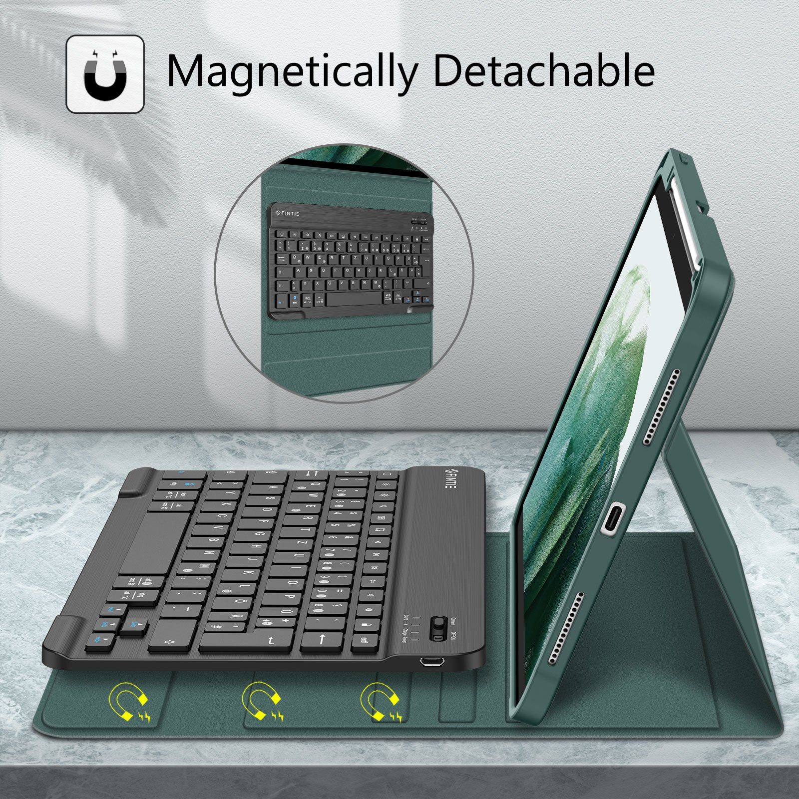 Fintie für iPad 11. Generation 11" 2025(A16), iPad 10. Generation 2022 10.9" Apple-Tastatur (Case mit Pencil Halter, magnetisch Abnehmbarer Tastatur(QWERTZ Layo – Bild 3 von 5