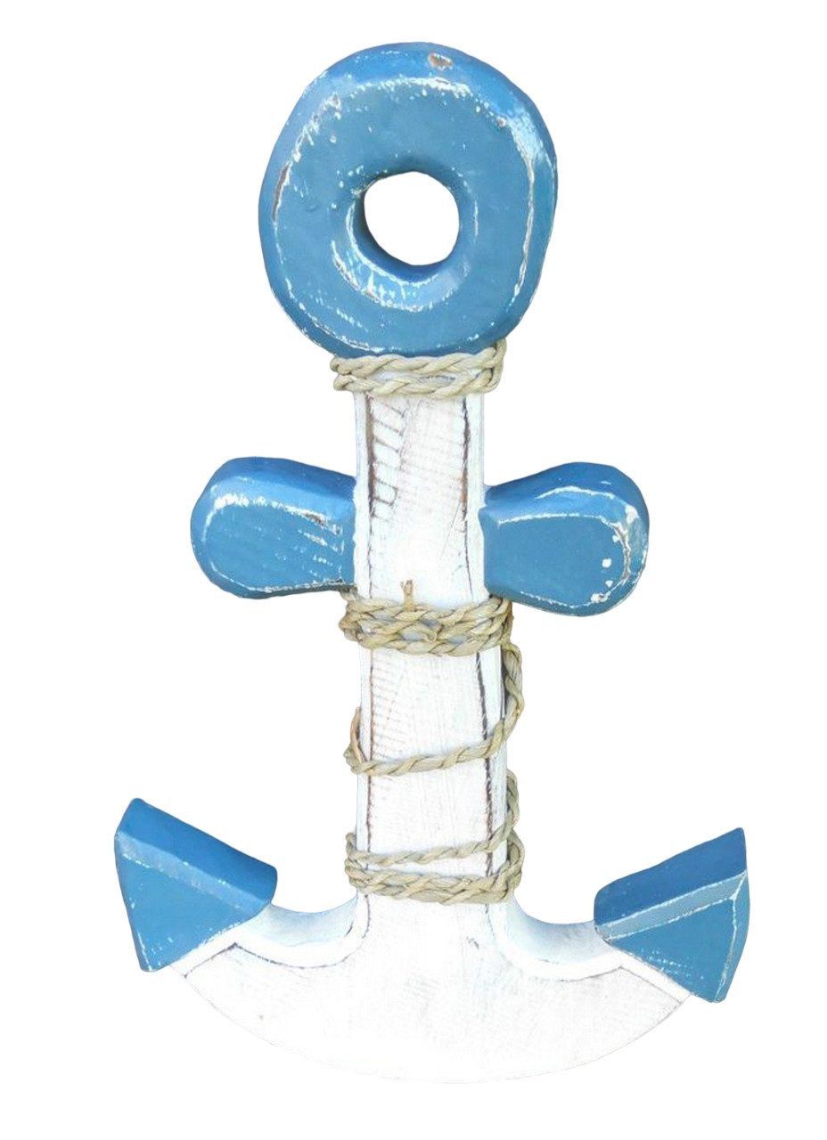 Deko-Impression Wanddekoobjekt Maritime Deko Anker aus Holz blau-weiss Handarbeit Meer Küste 30 x 20 (1 St)