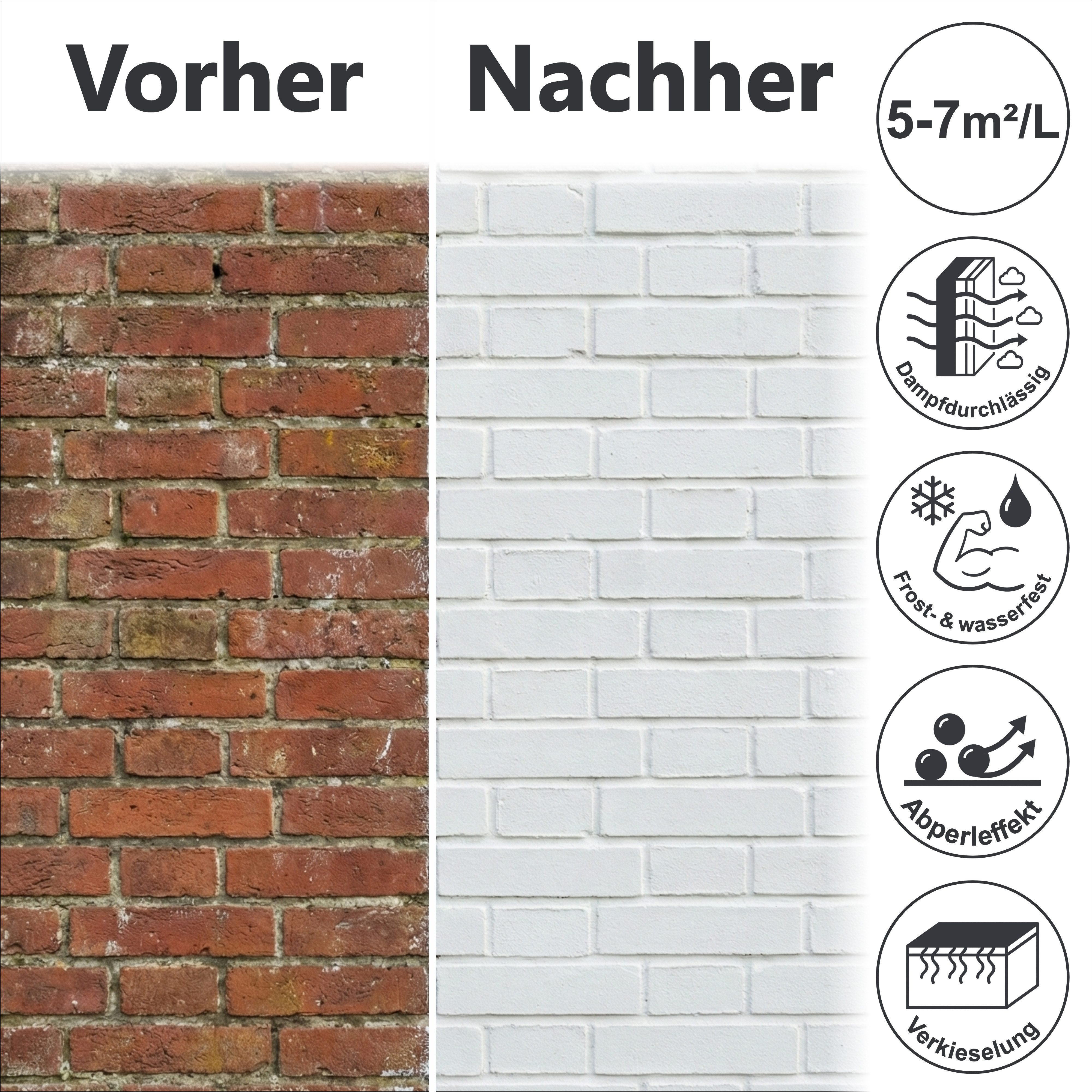 WO-WE Fassadenfarbe Nano Fassadenfarbe Außen Mauerfarbe Aussenfarbe W520, 0,75-20L, Hausfassaden