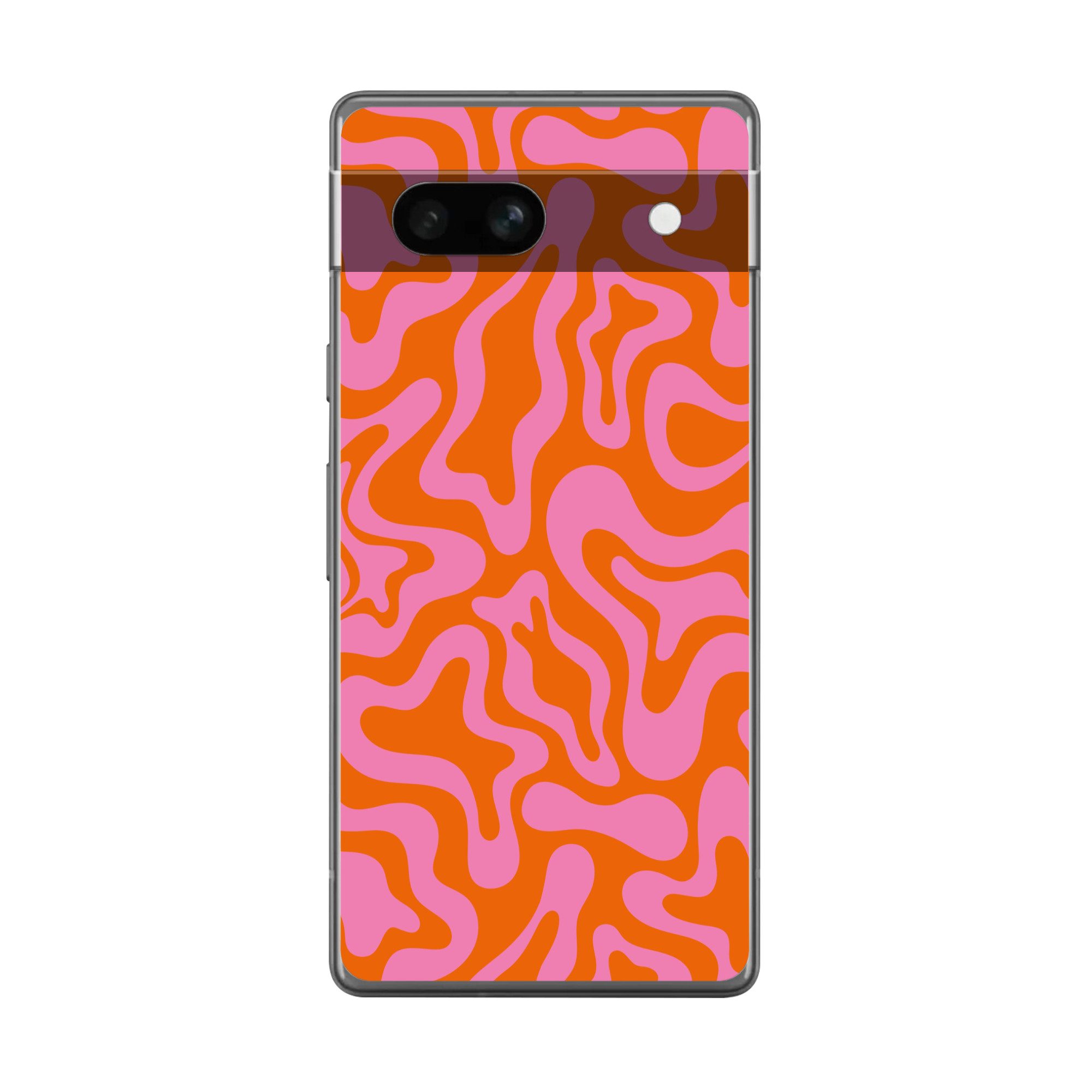 MuchoWow Handyhülle für Google Pixel 7a Muster - Rosa - Orange - Abstrakt - Modern, Handy Case, Silikon, Bumper Case Dünn