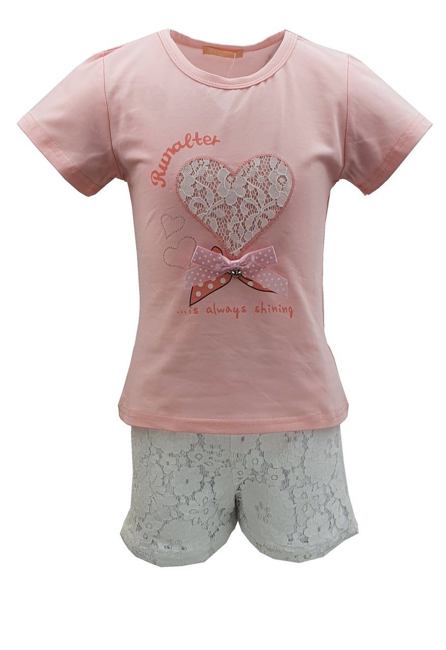 Girls Fashion T-Shirt & Shorts Sommer Set, T-Shirt + Shorts, MS241 (T-Shirt + Shorts) Rosa
