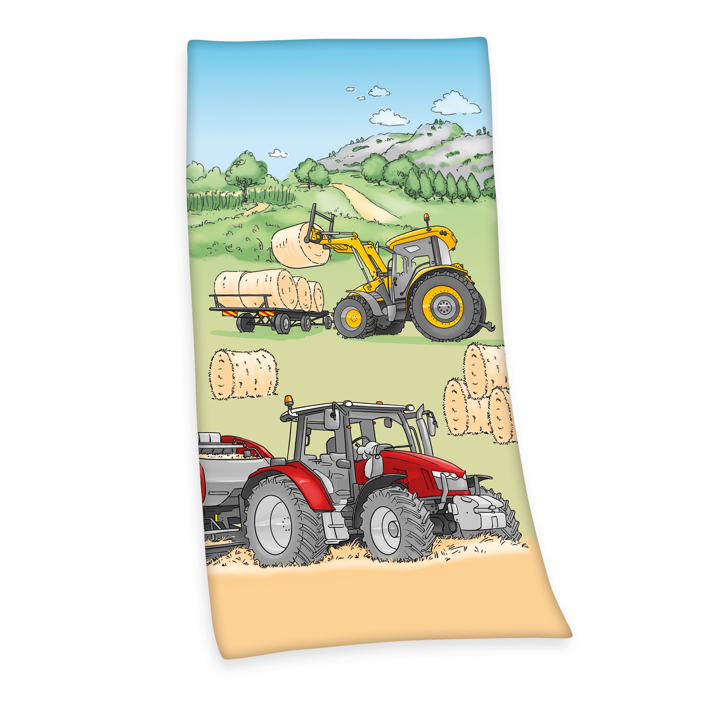 Herding Young Collection Strandtuch Traktor Velourstuch Gr. 75/150 cm Tuch, günstig online kaufen