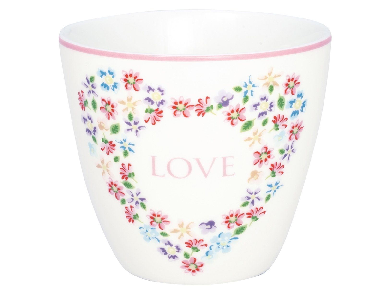 Greengate Becher Columbine Love Latte Cup white 0,35l, Porzellan