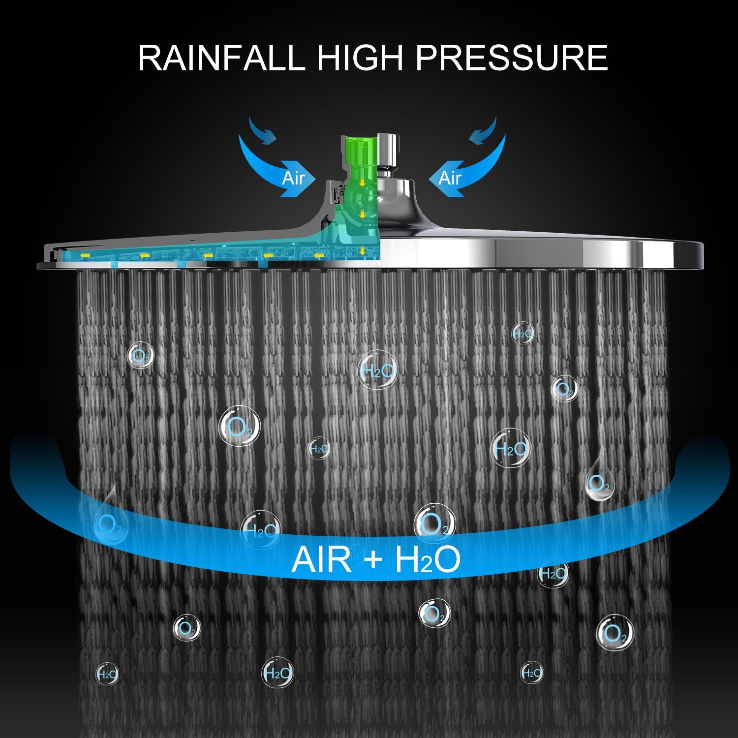 Thumbnail - Rainsworth Duschsystem mit Thermostat, 3 Strahlart(en), 92-126 cm Duschstangen Edelstahl Duschamaturenset Wassersparend