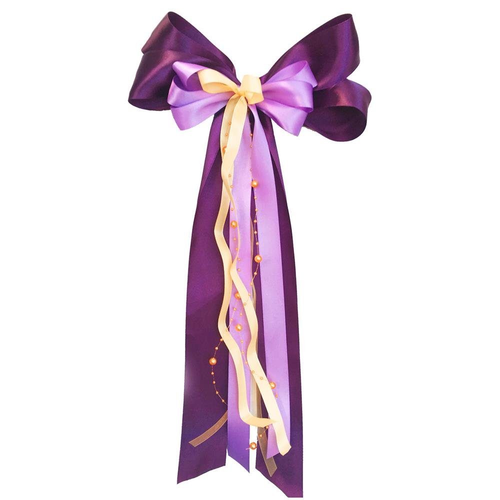 Nestler Schultüte Schleife, Lila / Gelb, 23 x 50 cm, für Zuckertüte oder Geschenke | Schultüten