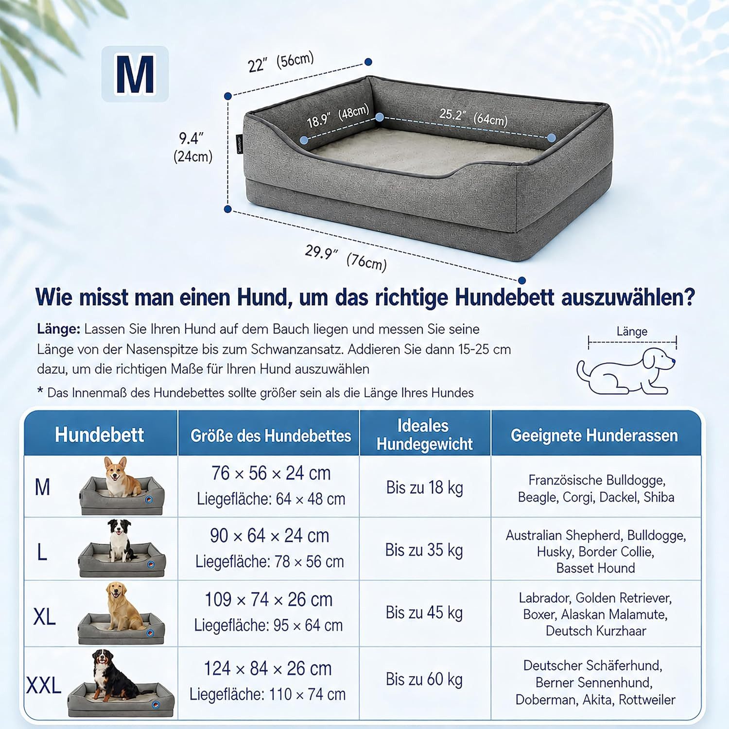 Zedelmaier Hundebett Orthopädisches Hundebett für mittelgroße & große Hunde, kratzfester Hundekorb mit dickem Kissen, ergonomisches Hundesofa