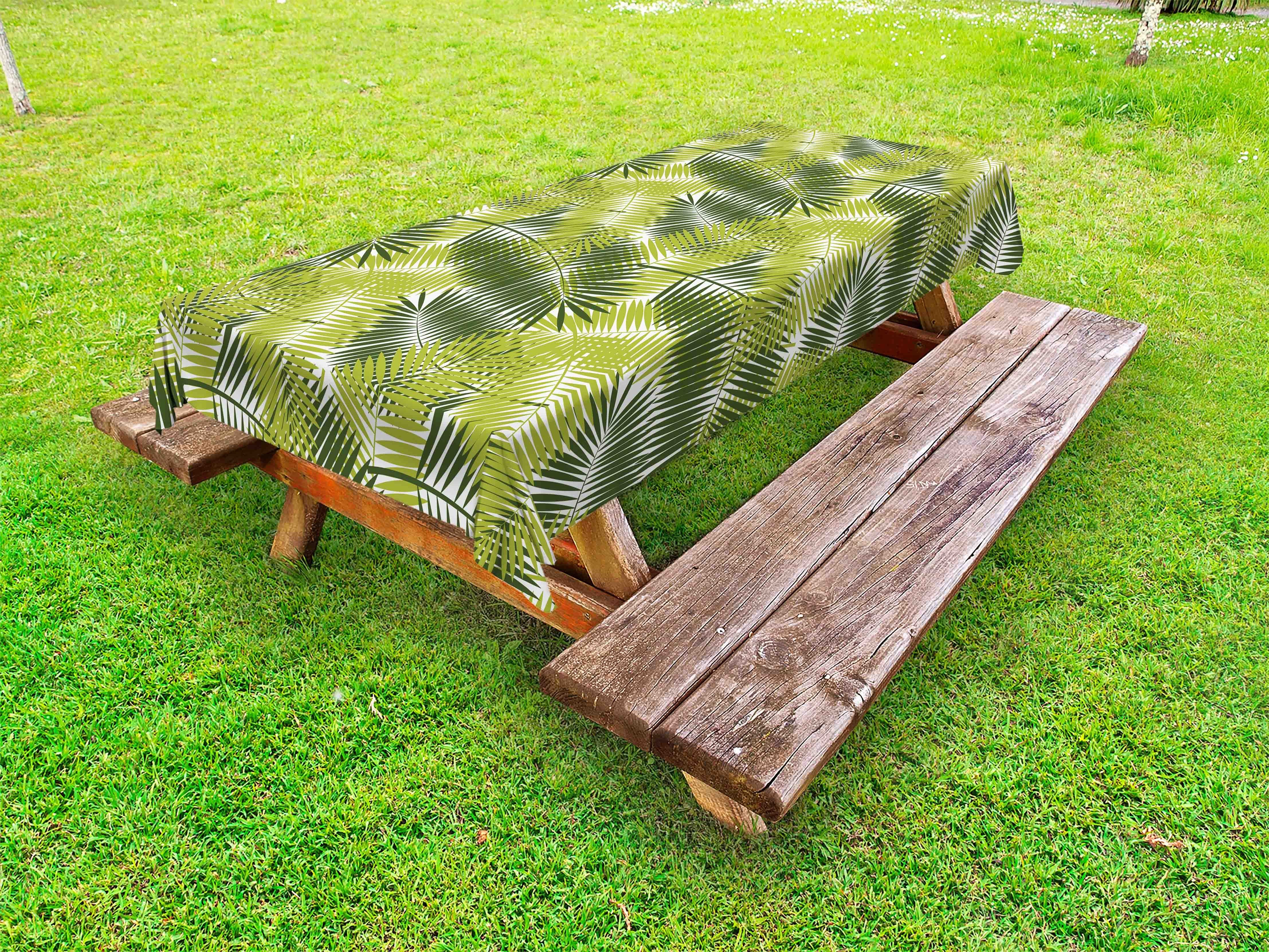 Abakuhaus Tischdecke dekorative waschbare Picknick-Tischdecke, Green Abstract Hawaii Palmen Kunst