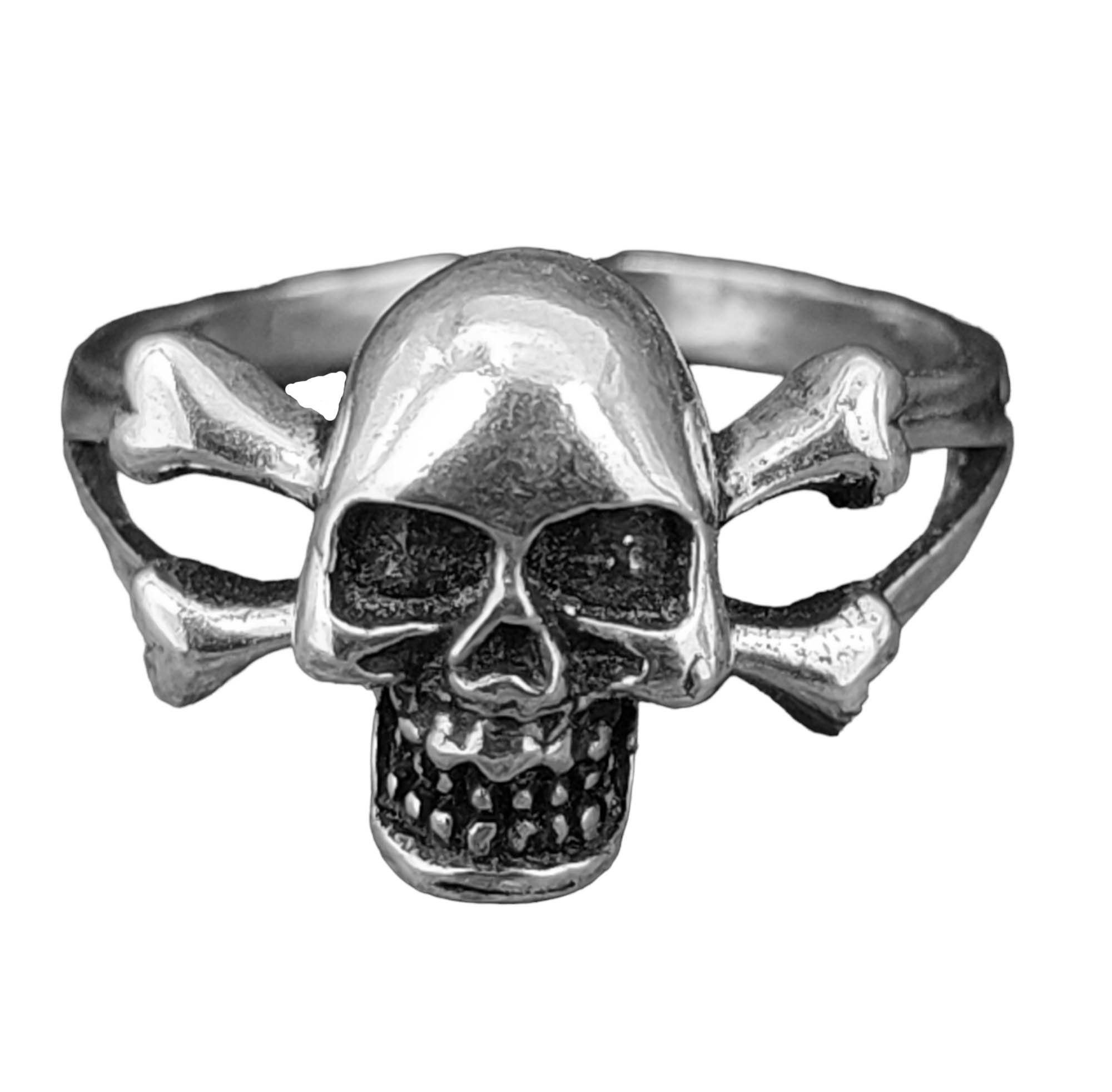 Totenkopf, Silber of Gr. 50-68 Kiss - Ring (tk14) Silberring Leather