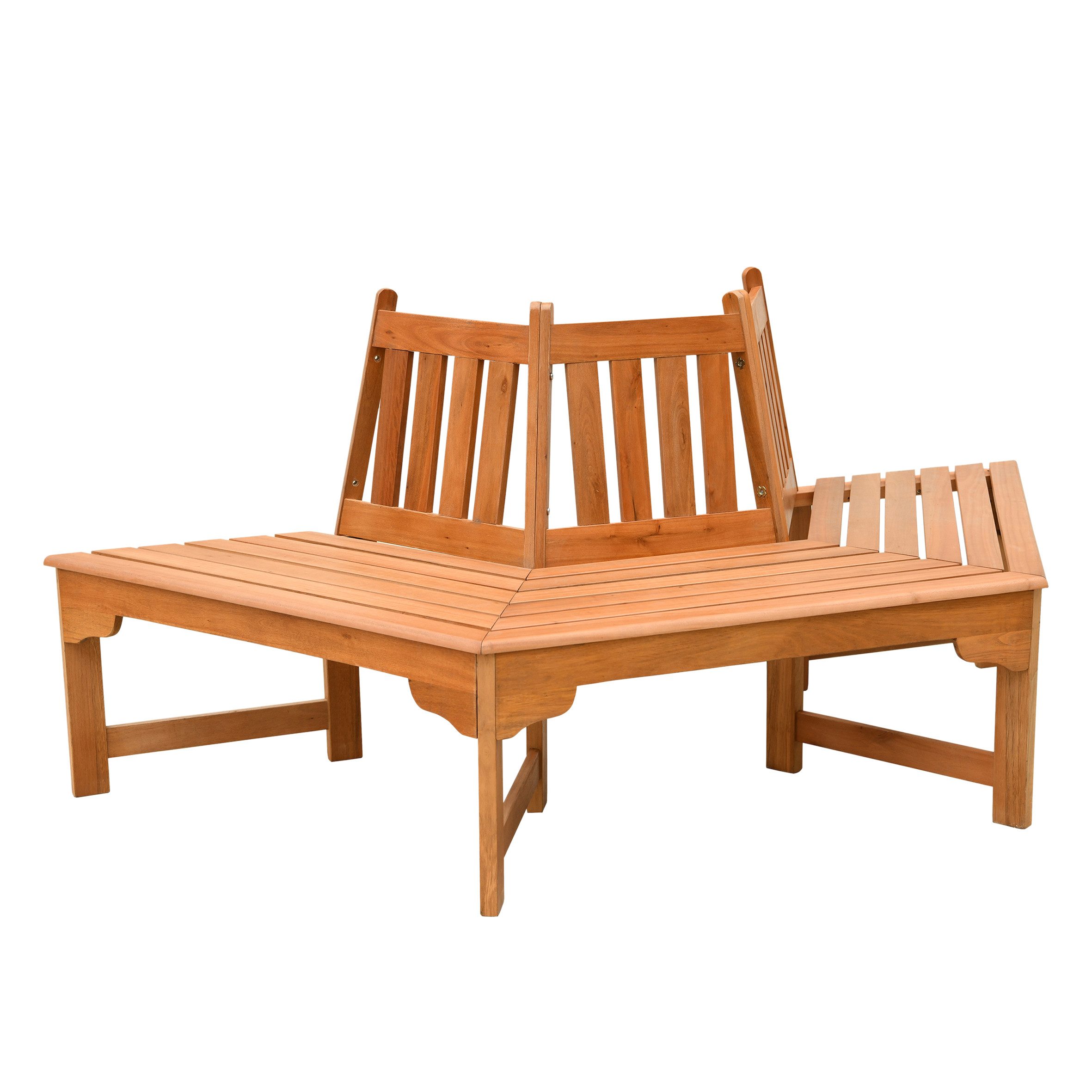 Spetebo Gartenbank Eukalyptus Baumbank halbrund geölt günstig online kaufen