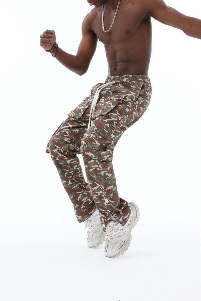 COFI Casuals Jogginghose Camouflage Hose mit seitlichen Taschen und Knöpfen Unisex