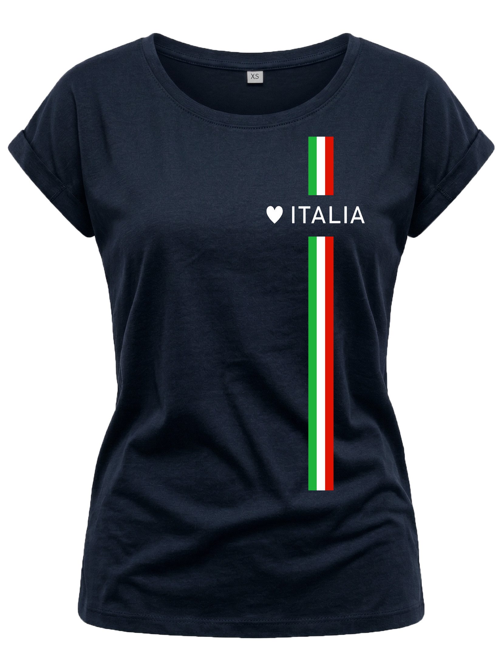 MAKAYA Print-Shirt Damen Italienische Mode Italia Top Italien Trikot Herz Italiano Style mit Druck