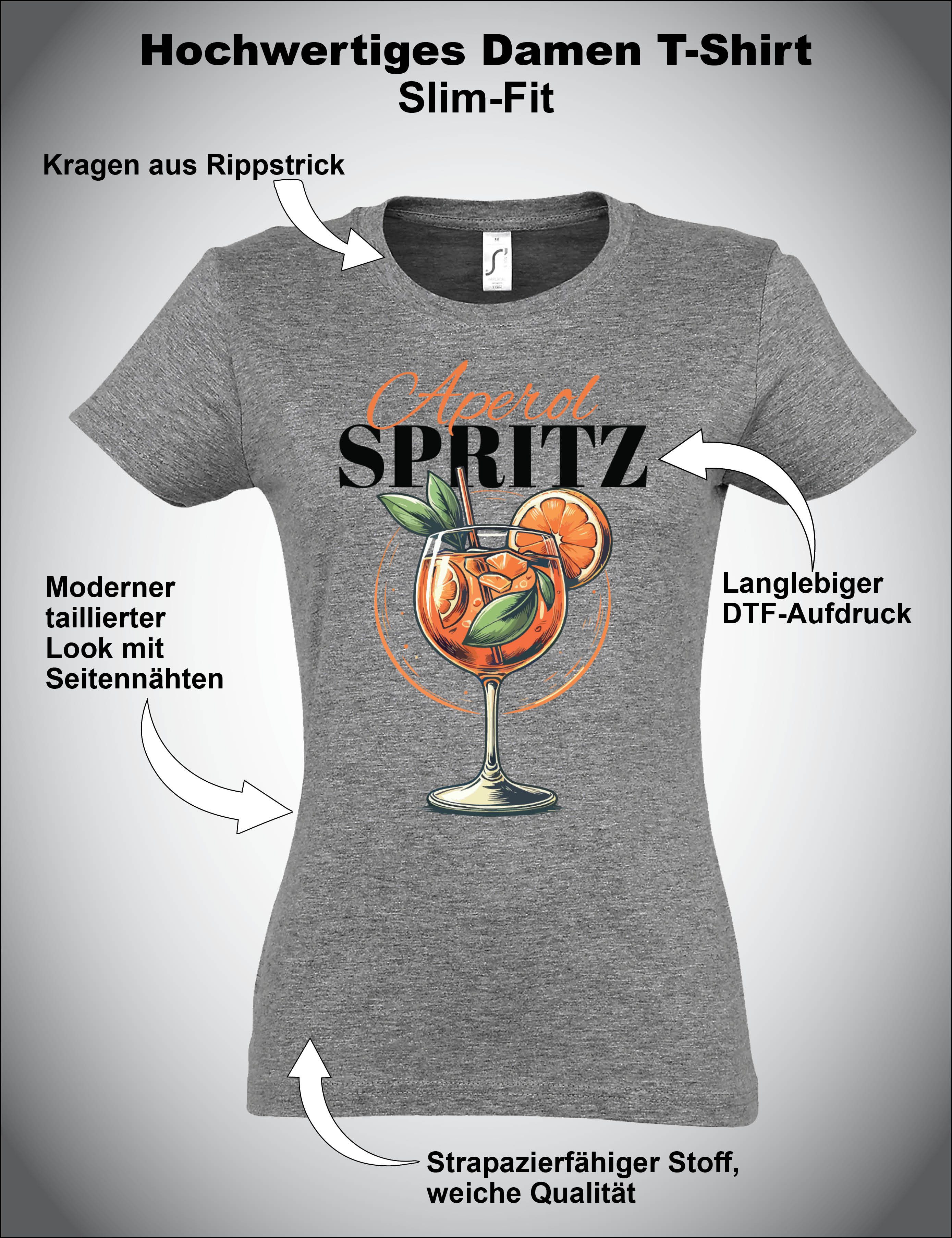 Youth Designz Print-Shirt "Aperol Spritz" Print Damen T-Shirt Statement Geschenk Frauen mit lustigen und stylischen Aufdruck für Frauen
