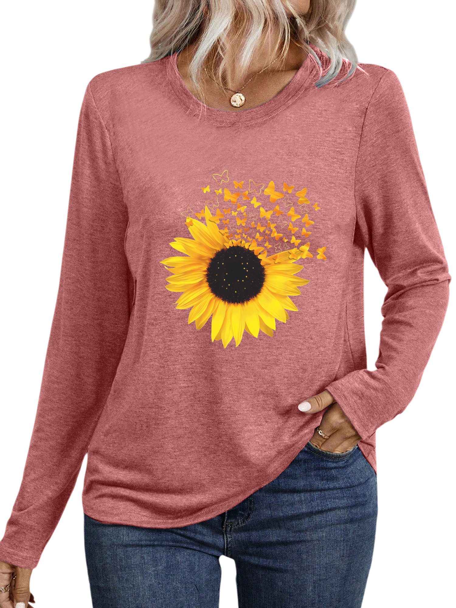 PYLIKE Langarmshirt Bequemes Shirt Damen Langarm günstig online kaufen