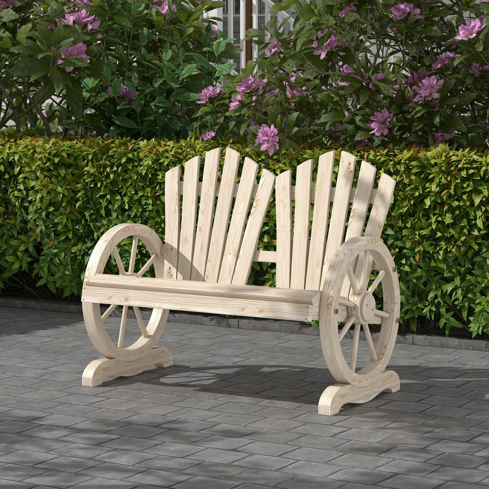Outsunny Bank Gartenbank mit Armlehne, Sitzbank (Bank, 1-St., Gartenbank), 2 Sitzer