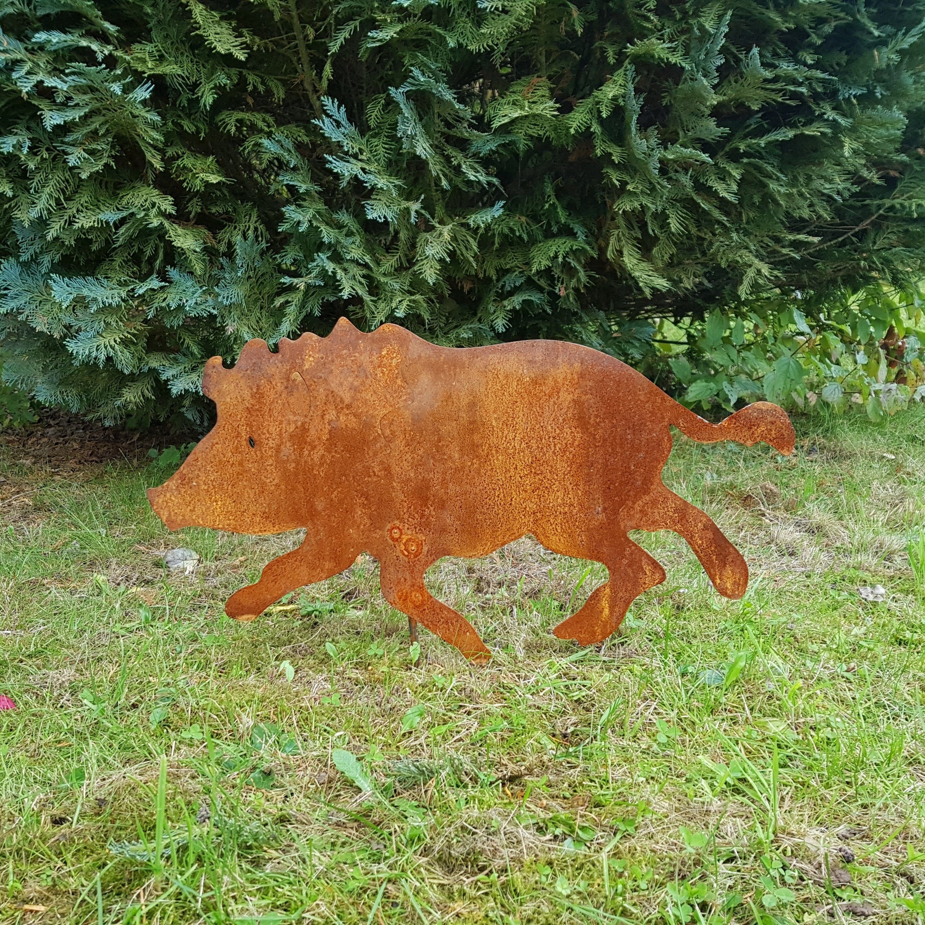 Demmer Lasercut Gartenstecker Edelrost Wildschwein oder Frischling