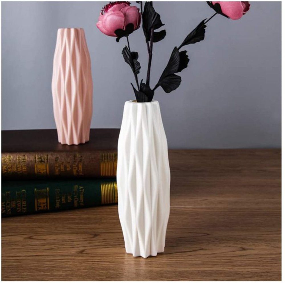 TWSOUL Dekovase Kunststoffvase, Dekorative Vase im nordischen Stil weiss