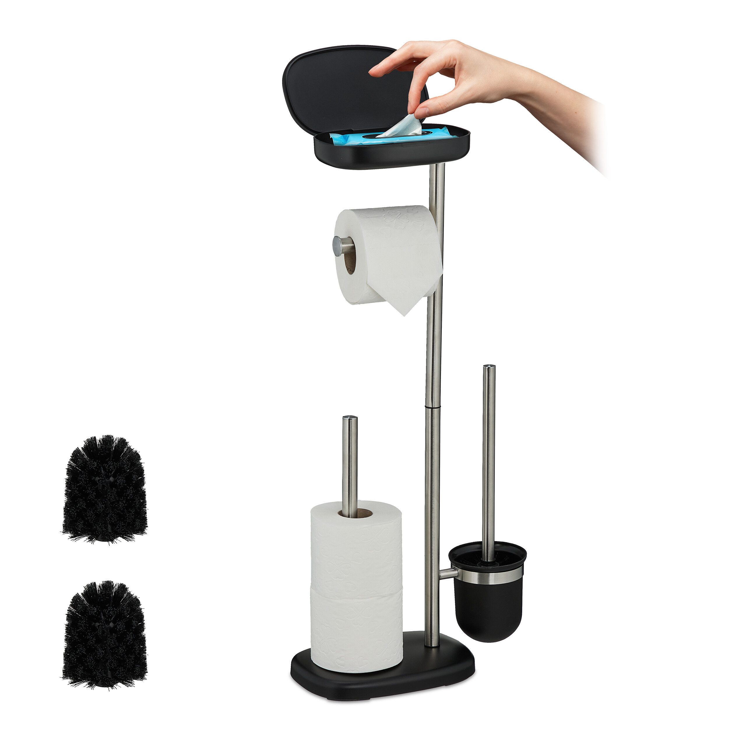 relaxdays WC-Garnitur mit Ablage, schwarz günstig online kaufen