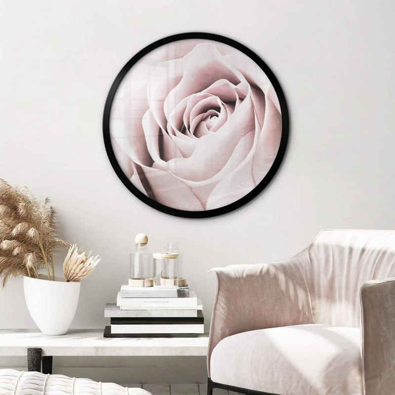 K&L Wall Art Poster Wandbild Poster Rund Feng Shui Natur 1X Studio moderne Deko Edelrose, Wohnzimmer Blumenfotografie