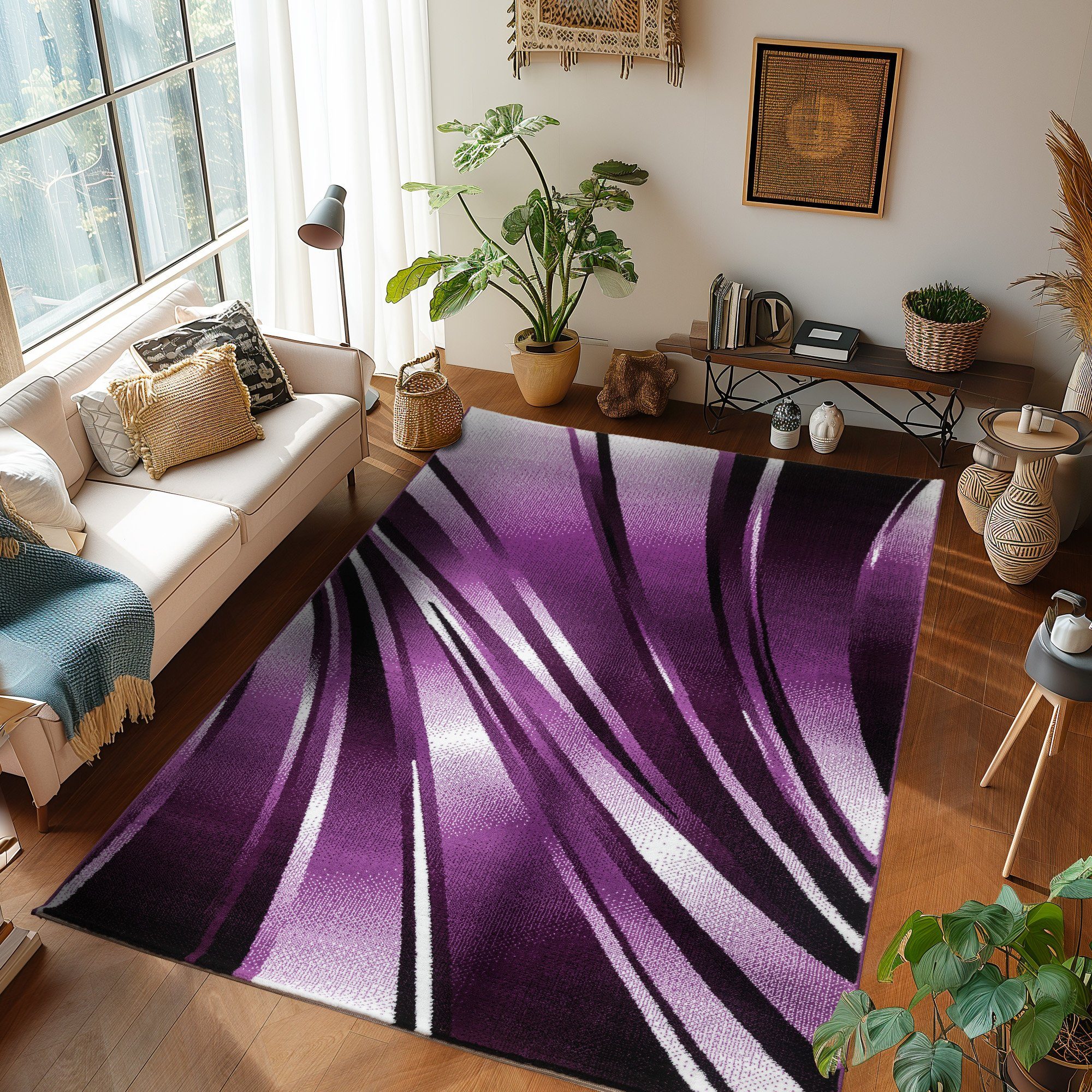 SIMPEX24 Designteppich Abstrakt Wellen Design, Rechteckig, Höhe: 12 mm, Kurzflor Teppich Wohnzimmer Abstrakt Wellen Design Verschidene Größen