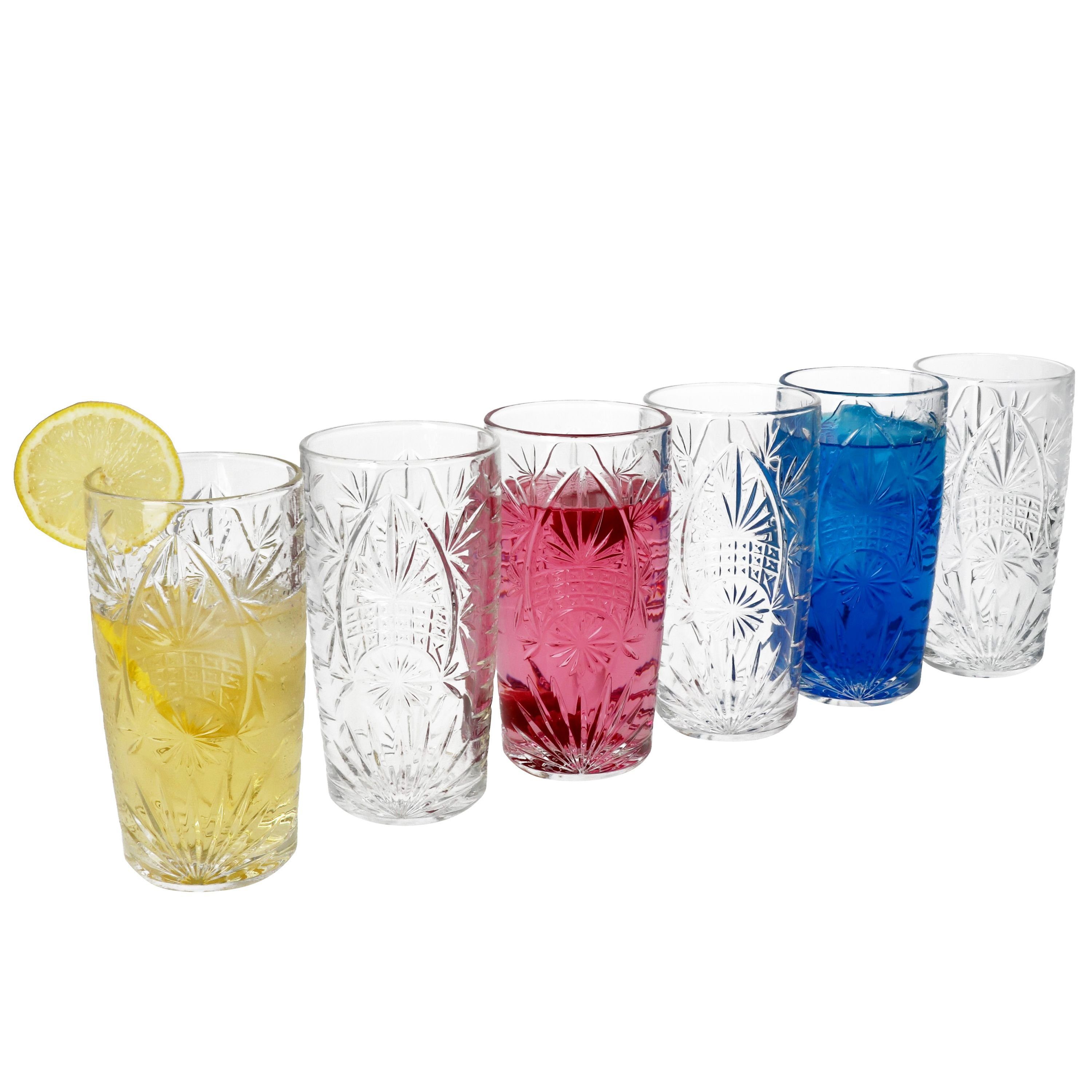 MamboCat Glas 6x Starla Longdrink-Gläser 300ml Cocktailglas transparent Relief, Glas