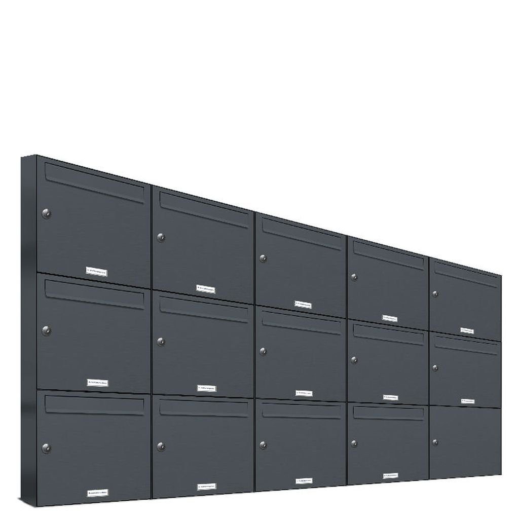 Farbe Briefkastensysteme Wand 5x3 Anthrazit Premium für AL 7016 RAL Außen 14er Briefkasten Wandbriefkasten