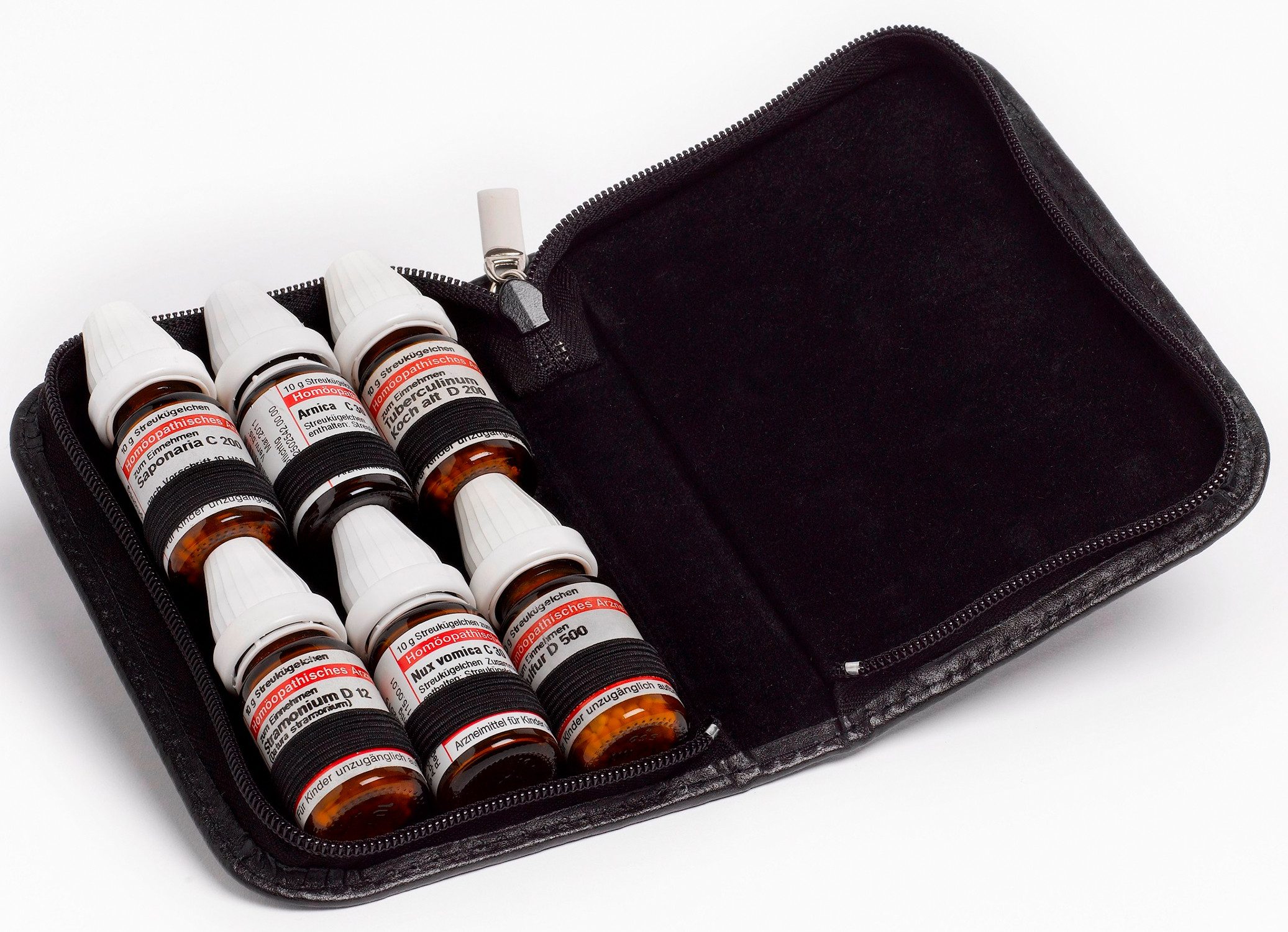 omeo Aufbewahrungsbox Hausapotheke 6 Schüßler-Salze DHU Leder Spagyra RFID(ohne Gläser)