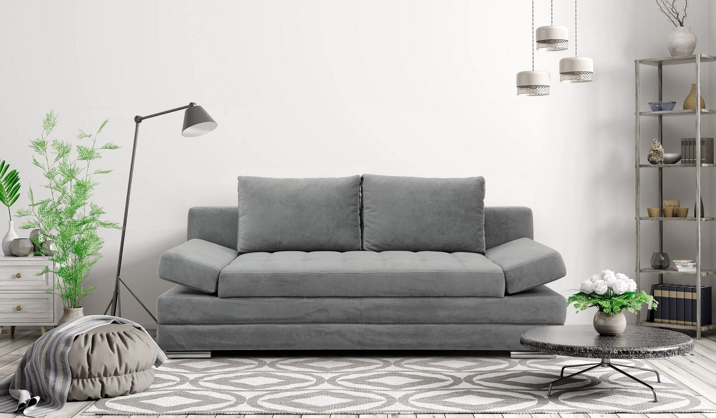 Hygger Möbelhaus Schlafsofa „Barni" Sofa mit Bettfunktion und Bettkasten, I günstig online kaufen