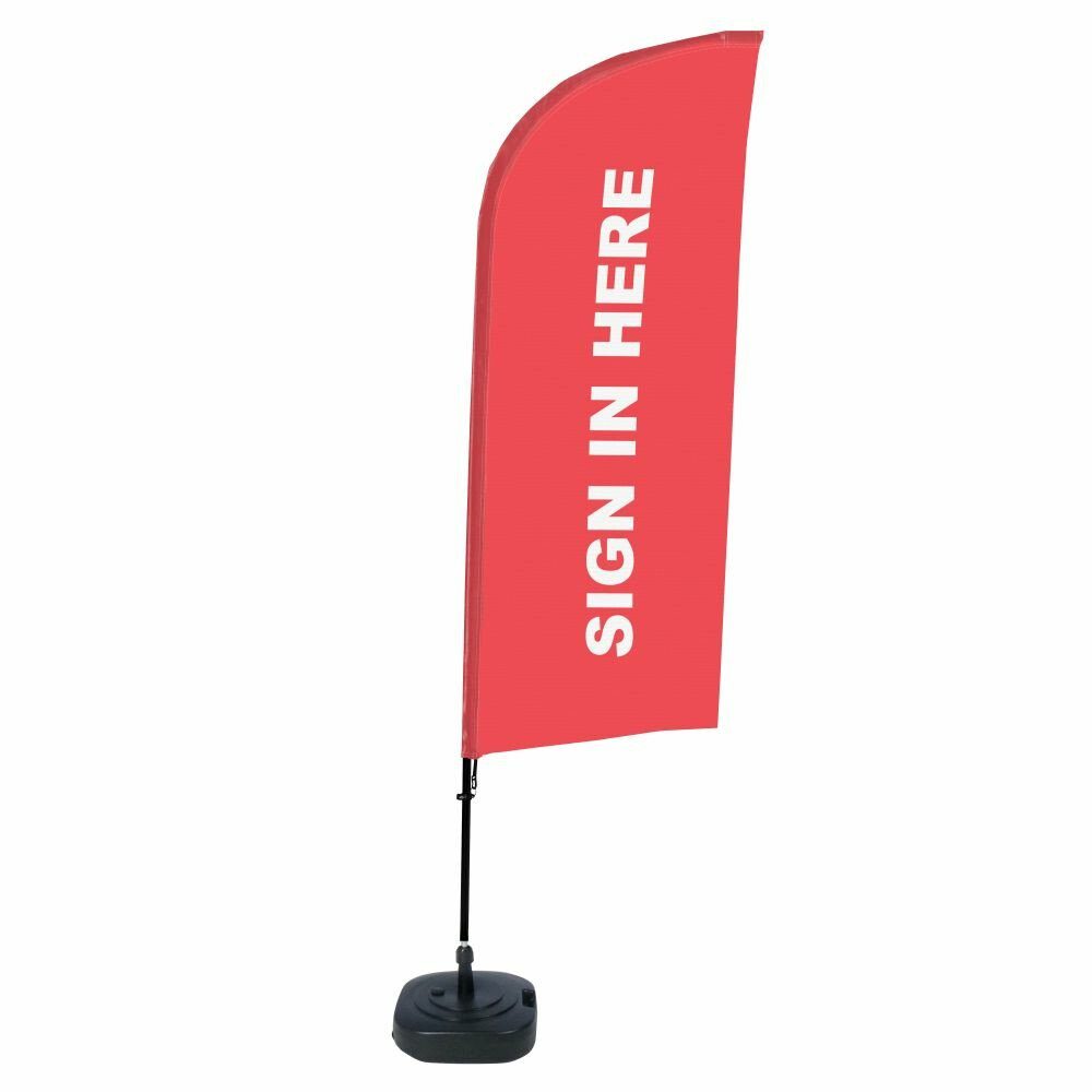 Showdown Displays Standregal Beachflag - Komplett-Set - Sign In Here Rot Englisch - Rot/Schwarz, 1-tlg.