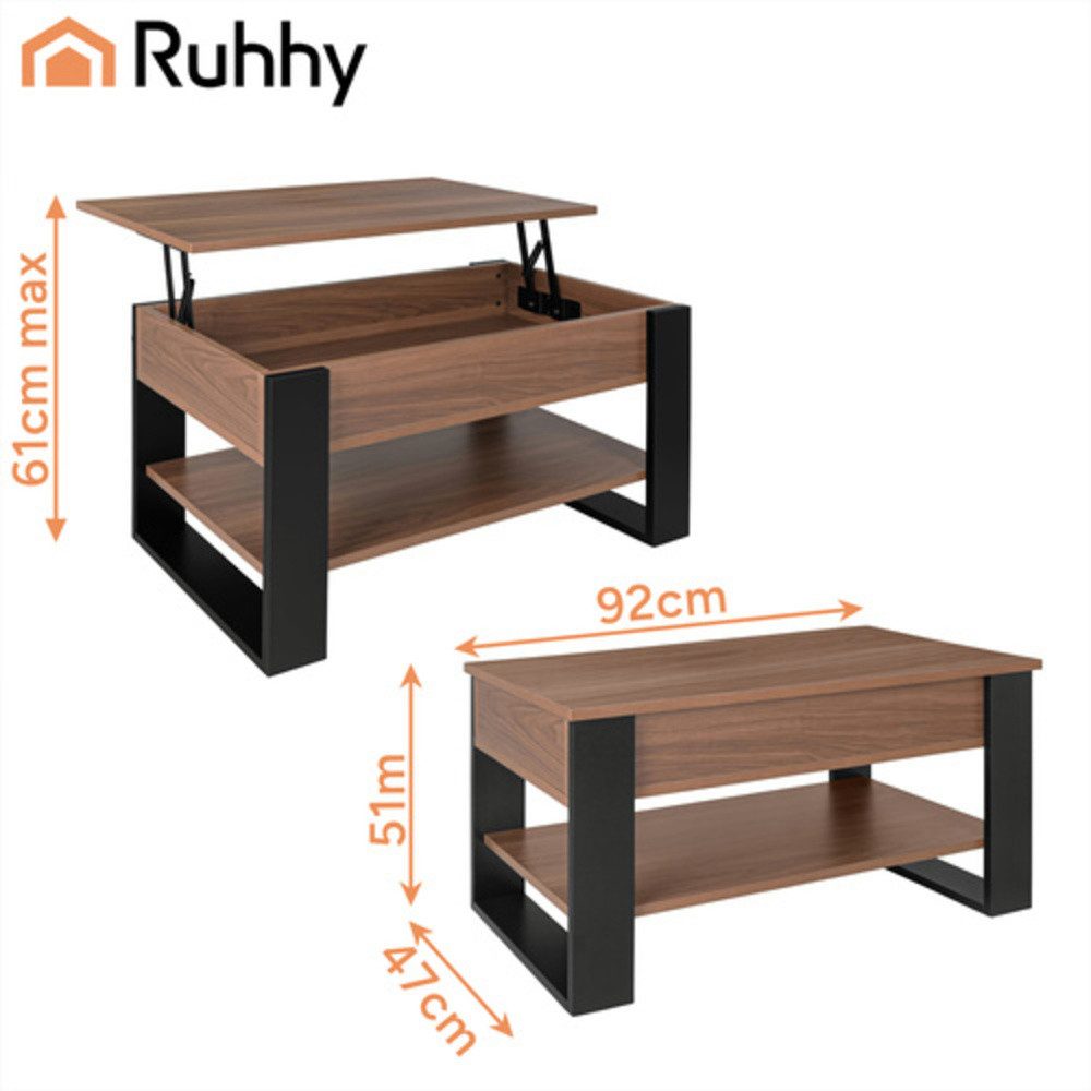 KRUZZEL Couchtisch Sofatisch 3-in-1-Verstellung Tischplatte (Spar-Set, 1-St., Mehr Platz), Flexibel von 47 auf bis zu 61 cm erhöhbar – Bild 2 von 5