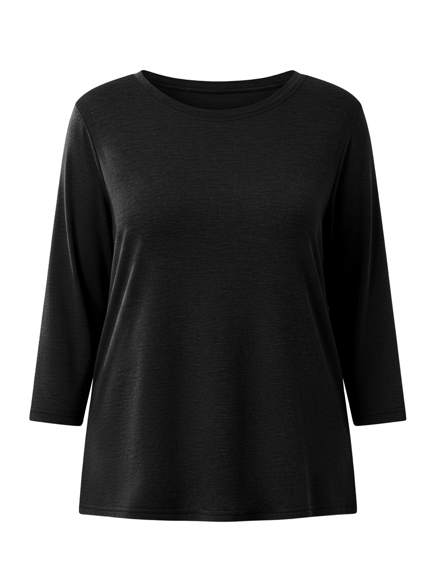 Oversize-Shirt Damen 3/4-Ärmel Runhals Loose Fit Basic Casual Tunika