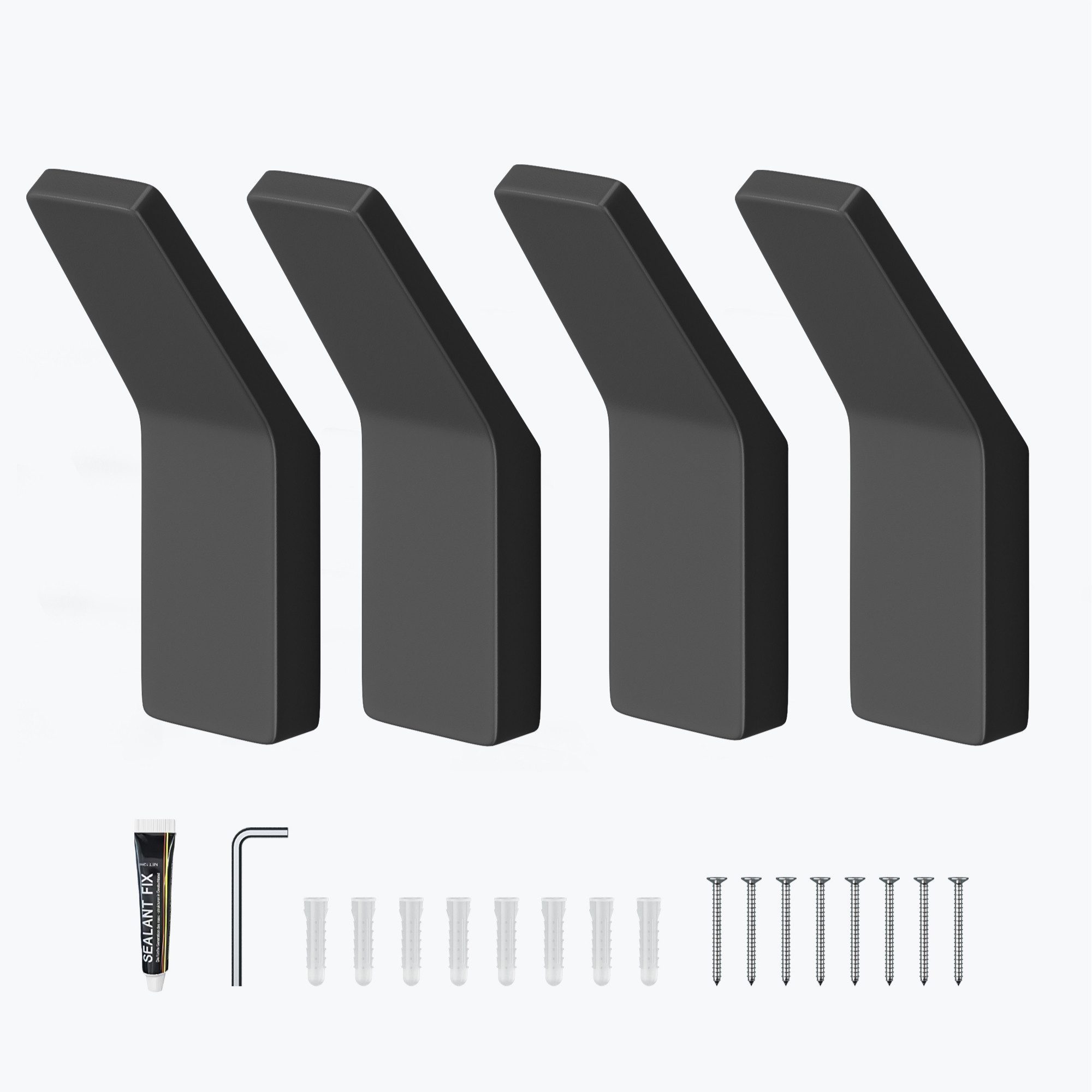 doporro Wandhaken Handtuchhaken Klebehaken aus Zinklegierung ohne Bohren Stalo-13, (4-St), 40° Wandneigung, Zinklegierung in einem Stück gegossen