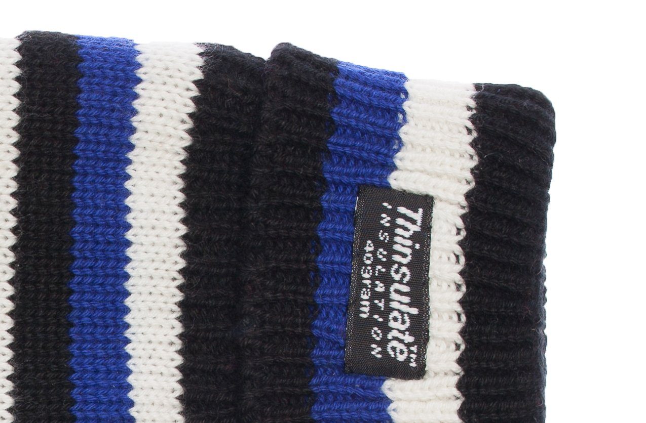 EEM Herren-2805 schwarz-weiß-blau Strickhandschuhe