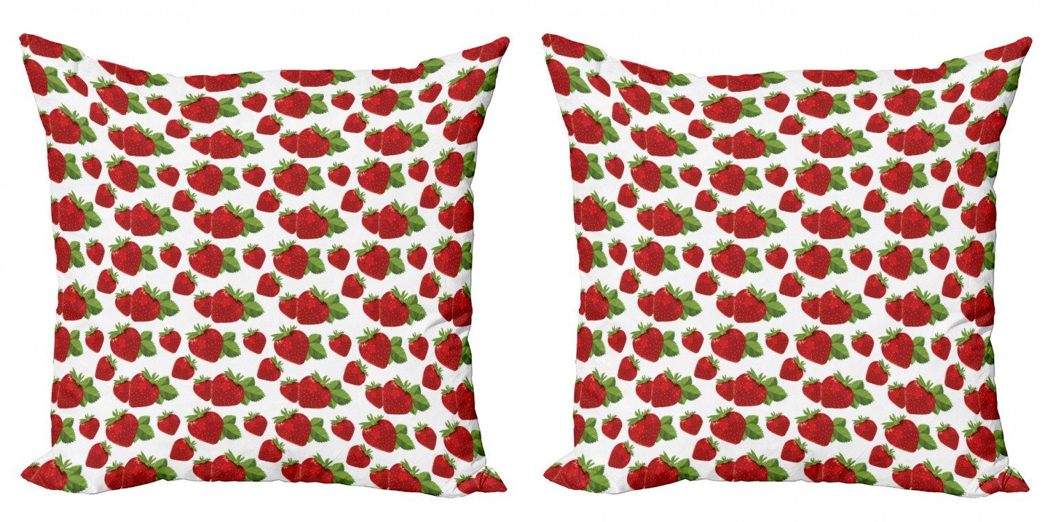 Kissenbezüge Modern Accent Doppelseitiger Digitaldruck, Abakuhaus (2 Stück), Erdbeere köstliche Bio