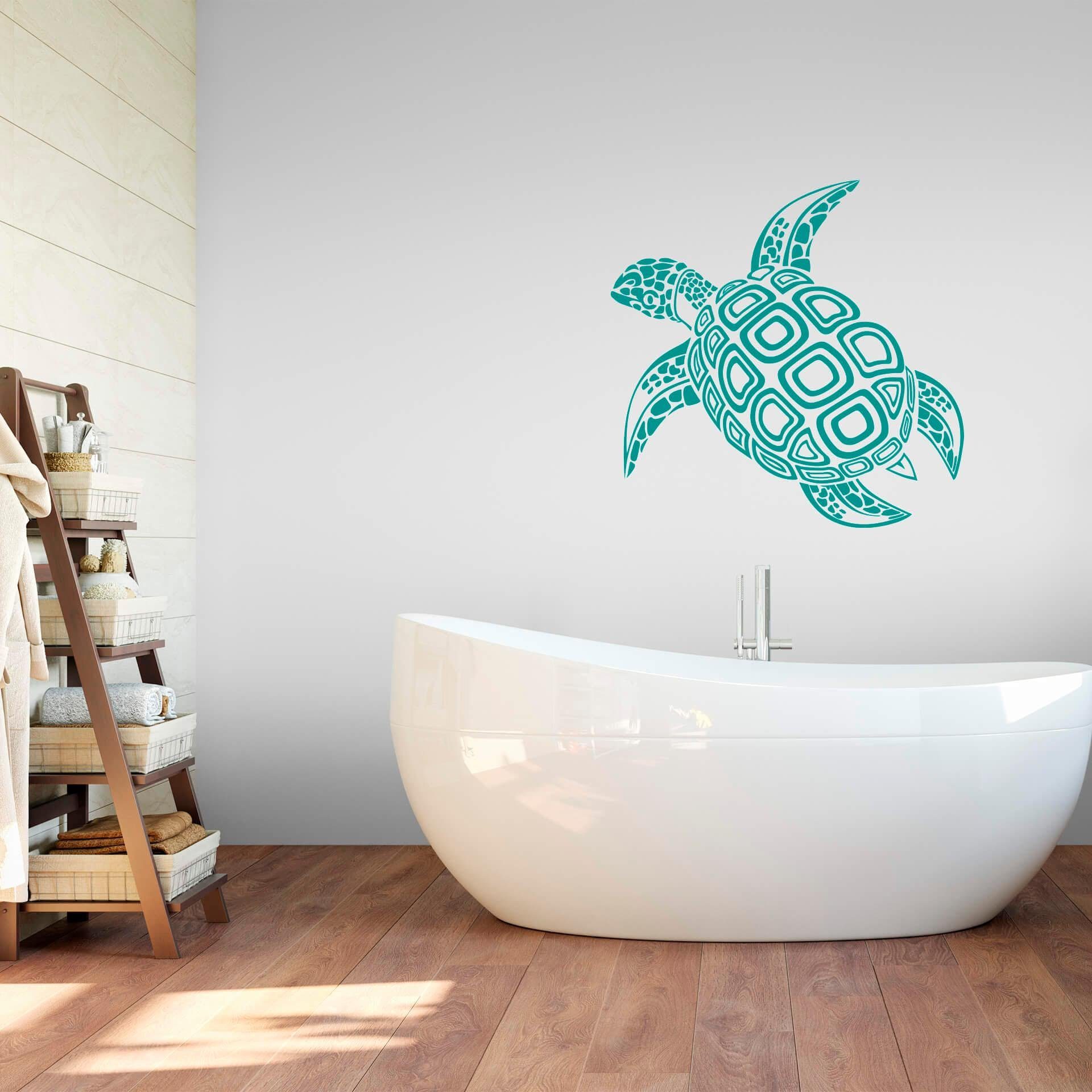 Badezimmer Wandtattoo Wall-Art selbstklebend, entfernbar Schildkröte,