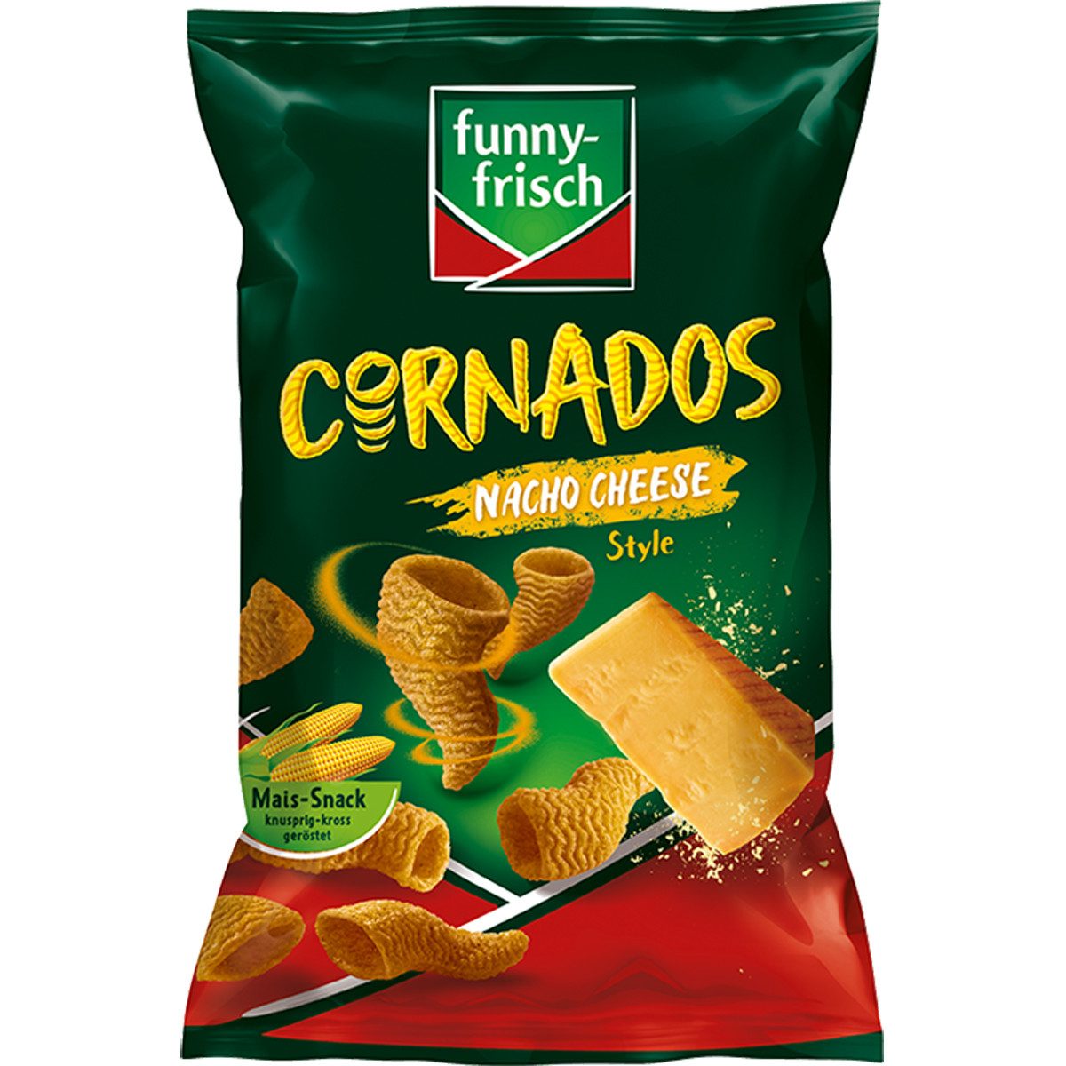 funny-frisch Knabberei, funny frisch Cornados Nacho Cheese Style Maissnack mit Käse 80g