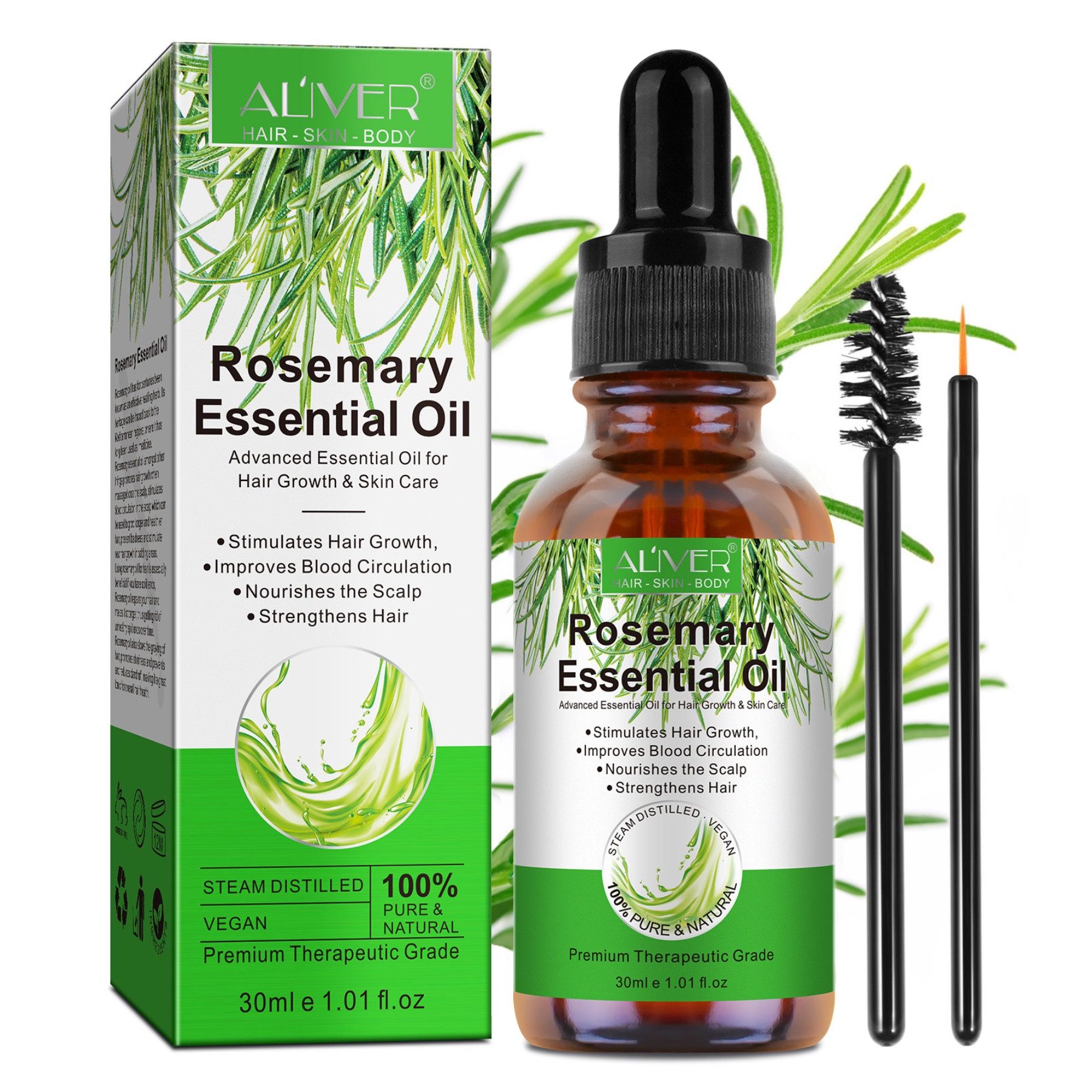 ALIVER Haaröl Rosmarinöl Ätherisches Öl Haarwachstum Haarpflege 30ml, 1-tlg., Haaröl, Haarwachstum, Hautpflege