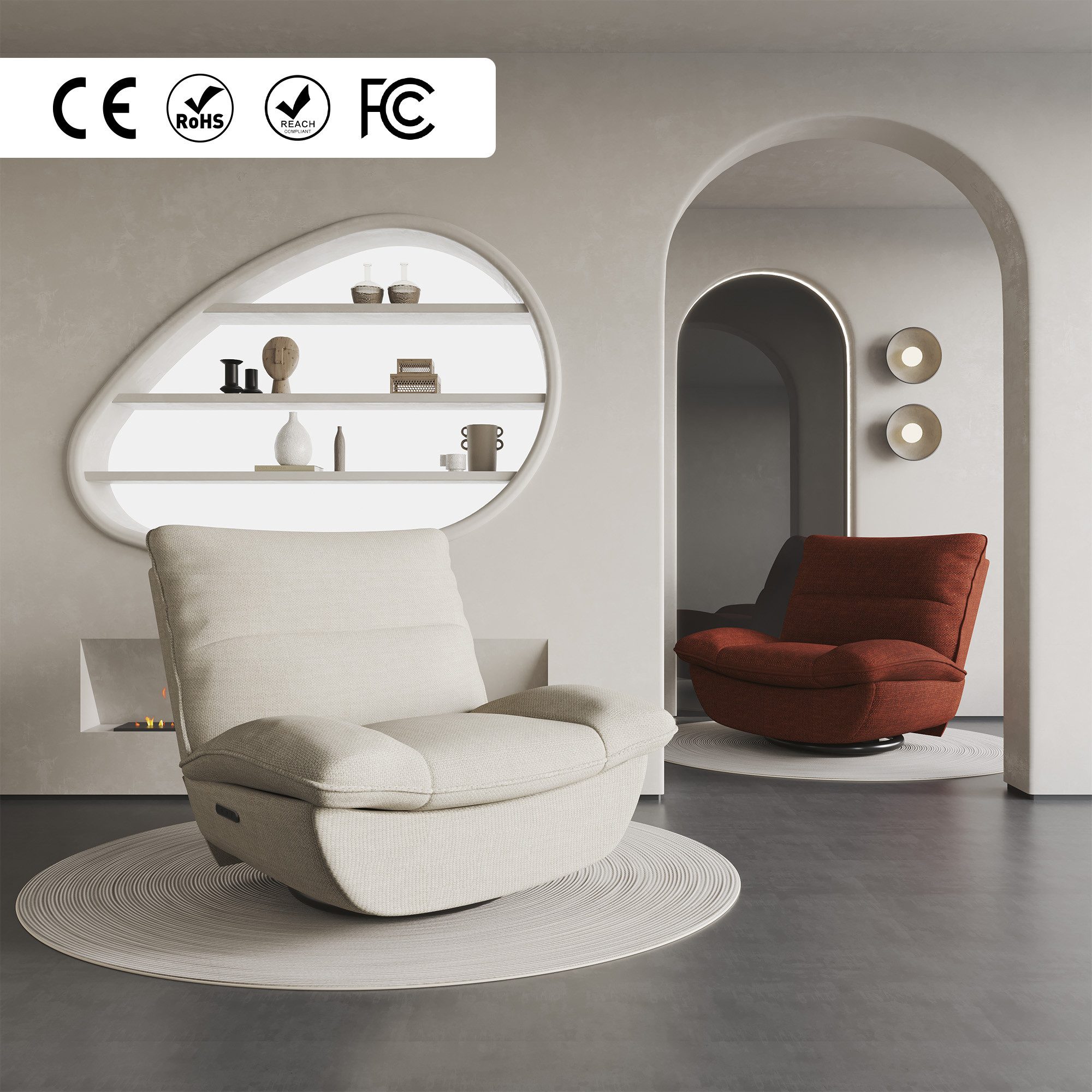 FLEXISPOT Кресла Кресла-качалки gemütlicher TV-Sessel, Relaxsessel (Versteckter Stauraum, 105° - 145° verstellbar, Drehsessel mit Rocking, Ruhesessel für Senioren & Stillenden), 159 KG belastbar, Inkl. All-Season Decke (1,5 x 1,5 m)