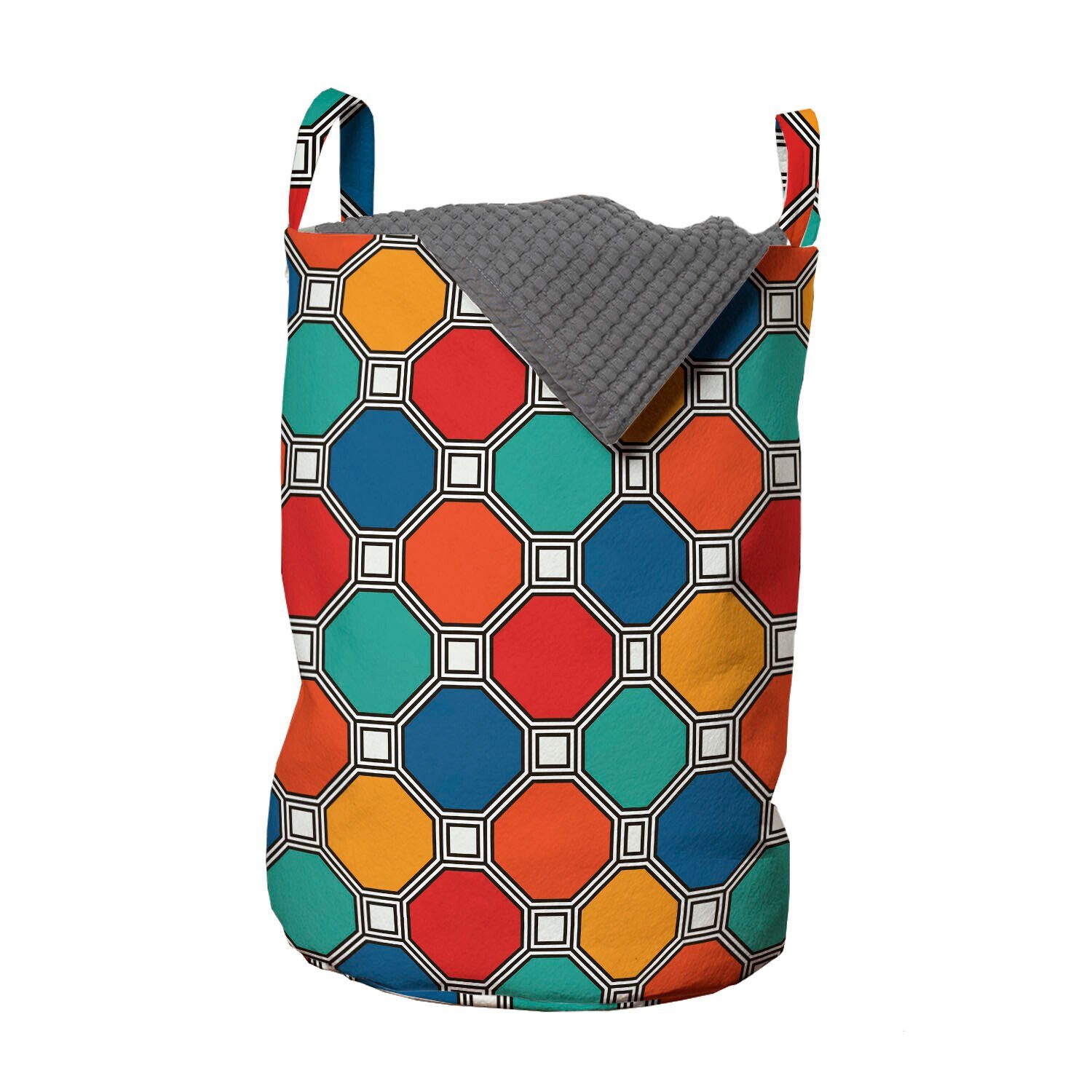 Wäschekorb Waschsalons, Kordelzugverschluss für mit Abakuhaus Wäschesäckchen Griffen Squares Geometrisch Octagons mit