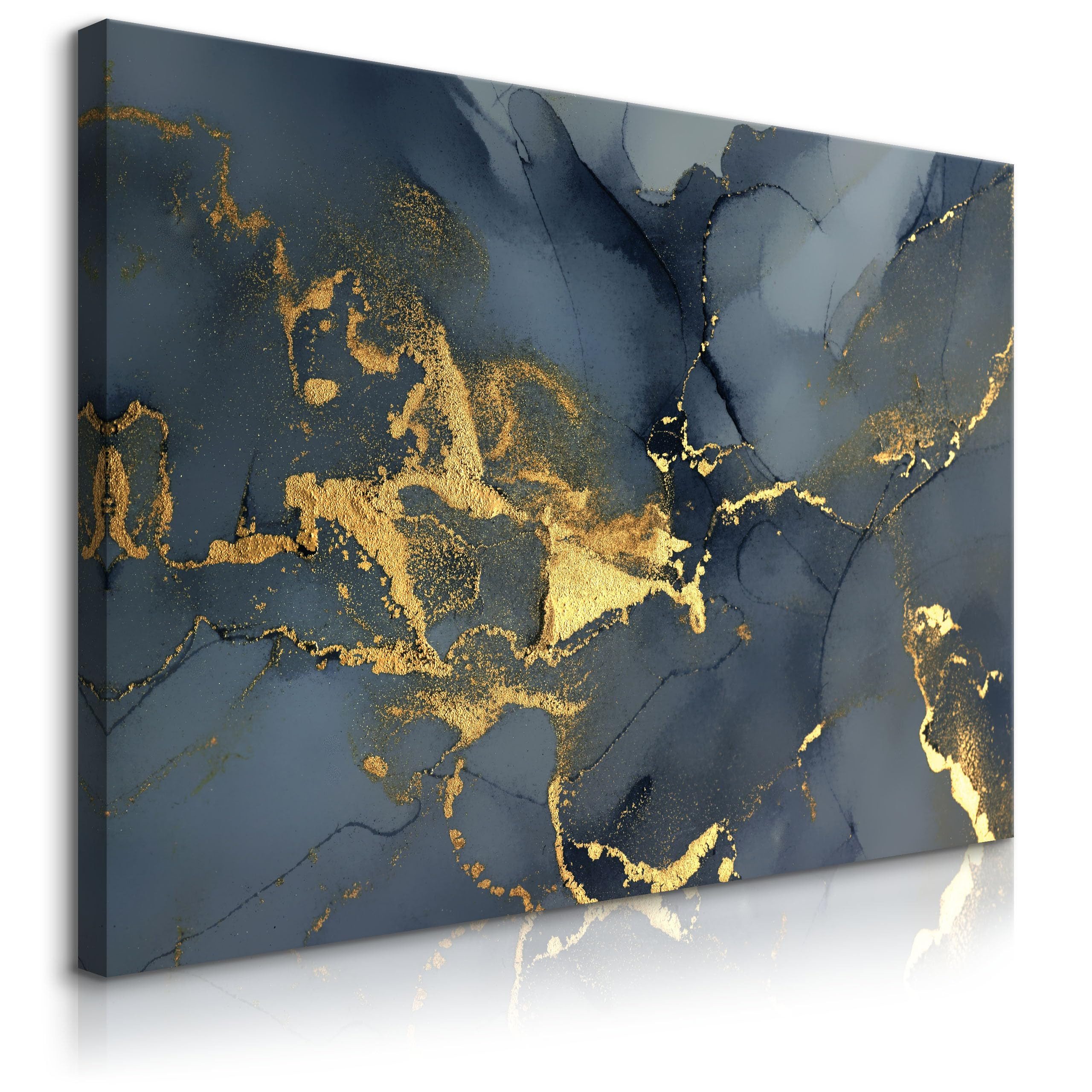 Muralo Leinwandbild Abstrakt – Leinwandbild Wandbild Kunstdruck Wohnzimmer, Abstrakt (1 St), Schwarz-goldene Glamour, 30 x 20 cm, aufhängefertig
