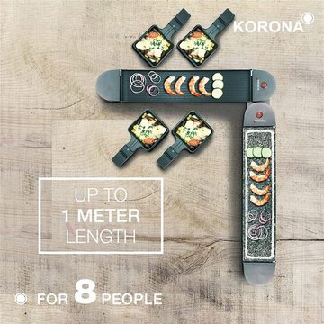 KORONA Raclette 45071, 8 Raclettepfännchen, 1200,00 W, drehbar, mit Naturstein- & antihaftbeschichteter Grillplatte