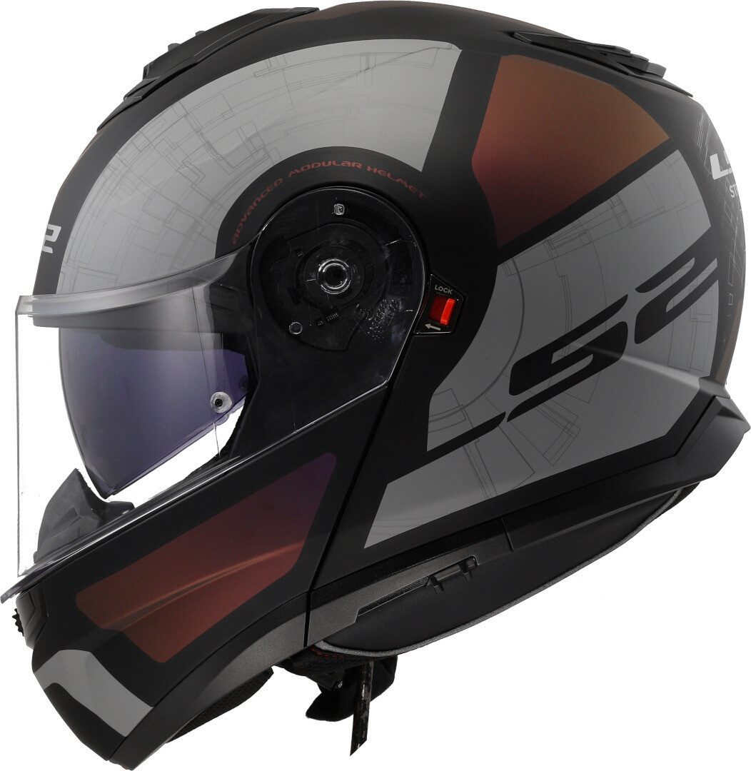 LS2 Motorradhelm FF908 Strobe II Orion Klapphelm, Vorbereitet Für Kommunikationssystem,integriertes Sonnenvisier