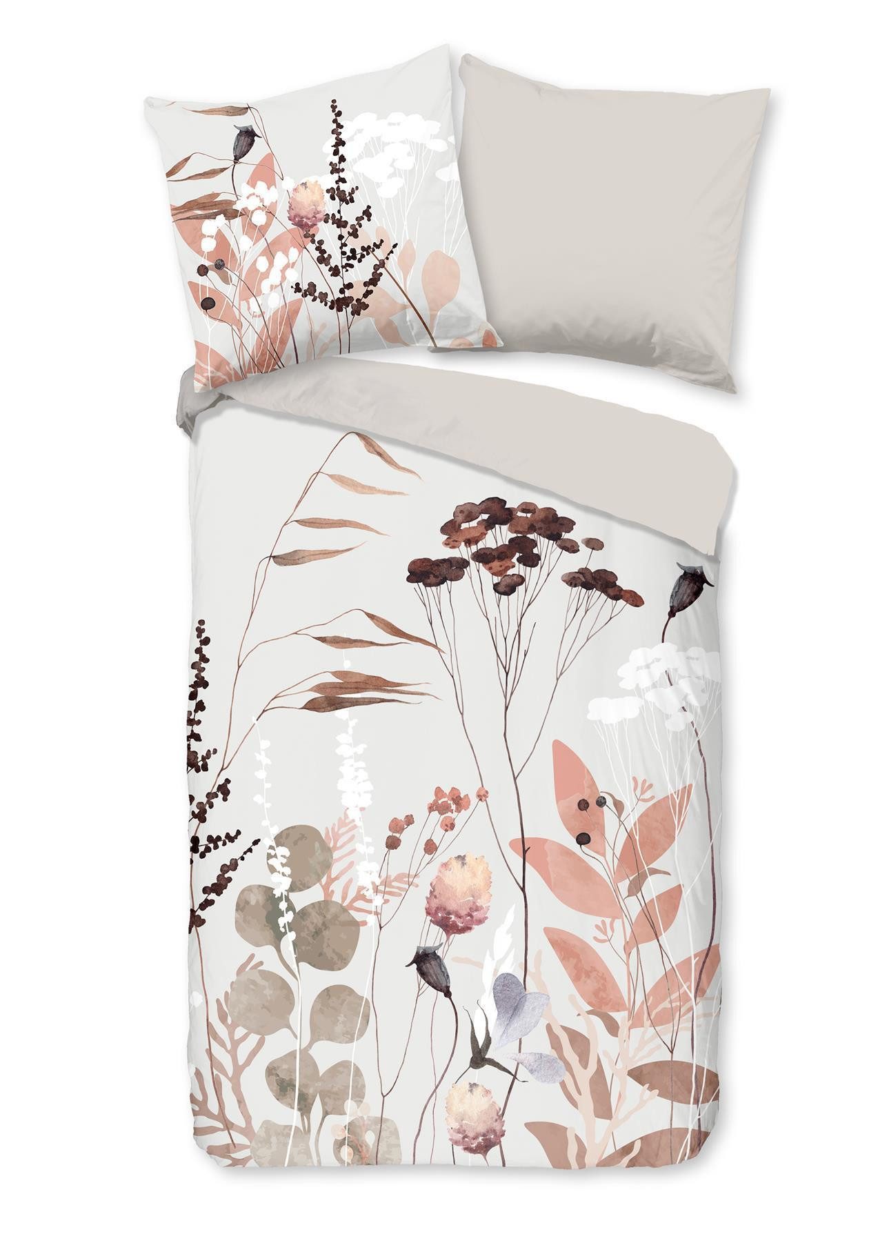 good morning Bettwäsche Renforcé Bettwäsche 200 X 200 cm + 2- 80 X 80 cm Moya grau flowers and, Baumwolle, 3 teilig, bettwäsche 200x200 baumwolle sale warm weihnachten 200x200 bettbezug