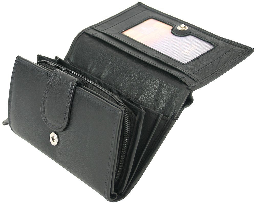 mit Großes J - Schwarz RFID Schutz, JONES JONES Echt-Leder Portemonnaie Geldbörse Damen JENNIFER