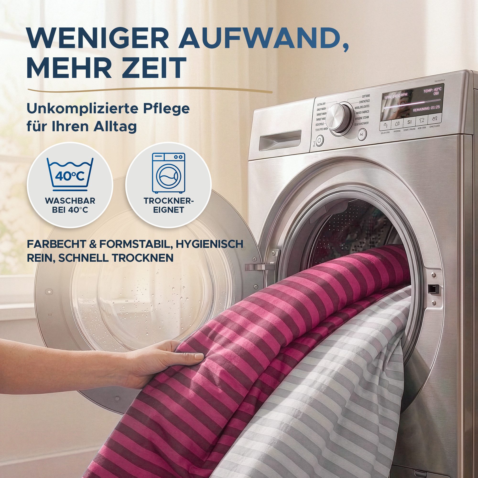 Malika Bettwäsche Baumwolle weiche Bettwäsche für gemütliche Nächte, Baumwolle, 2 teilig, Für Allergiker geeignet, pflegeleicht, angenehm weicher Stoff – Bild 5 von 5
