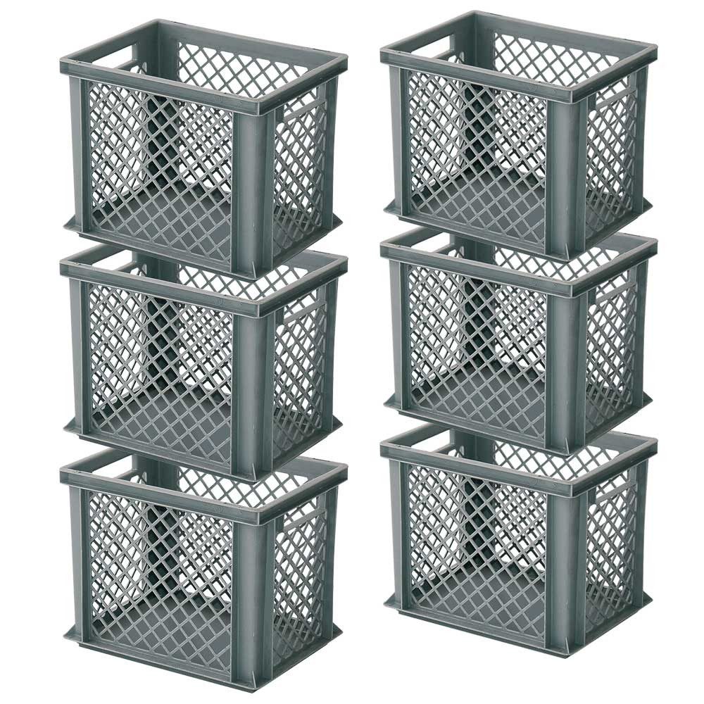 BRB-Lagertechnik Stapelbox 6x Eurobehälter, LxBxH 400x300x325 mm, Boden geschlossen, Leicht, robust, hohe Formstabilität