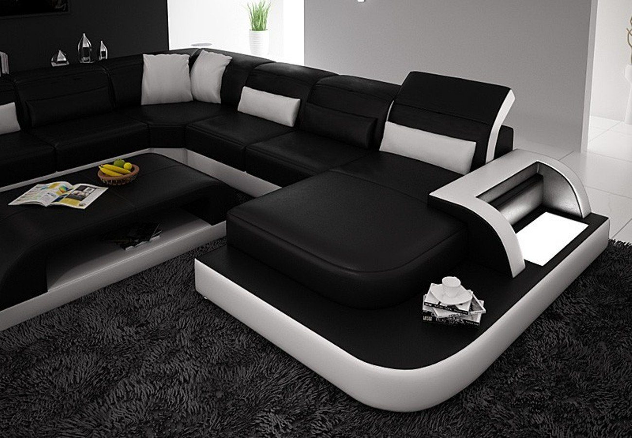 JVmoebel Ecksofa Wohnlandschaft U Form xxl Ecksofa Sofa Couch Polster Garnitur, Made in Europe Schwarz
